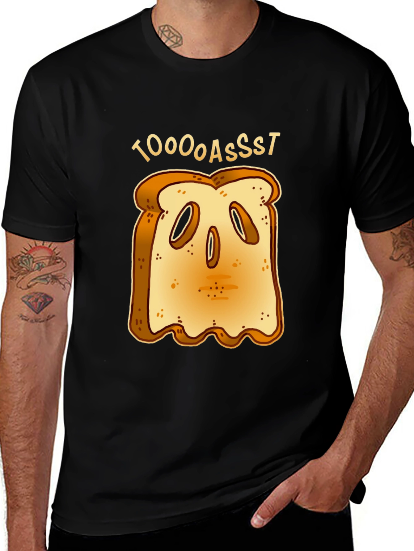 Funny Toast Graphic T-Shirt - Black