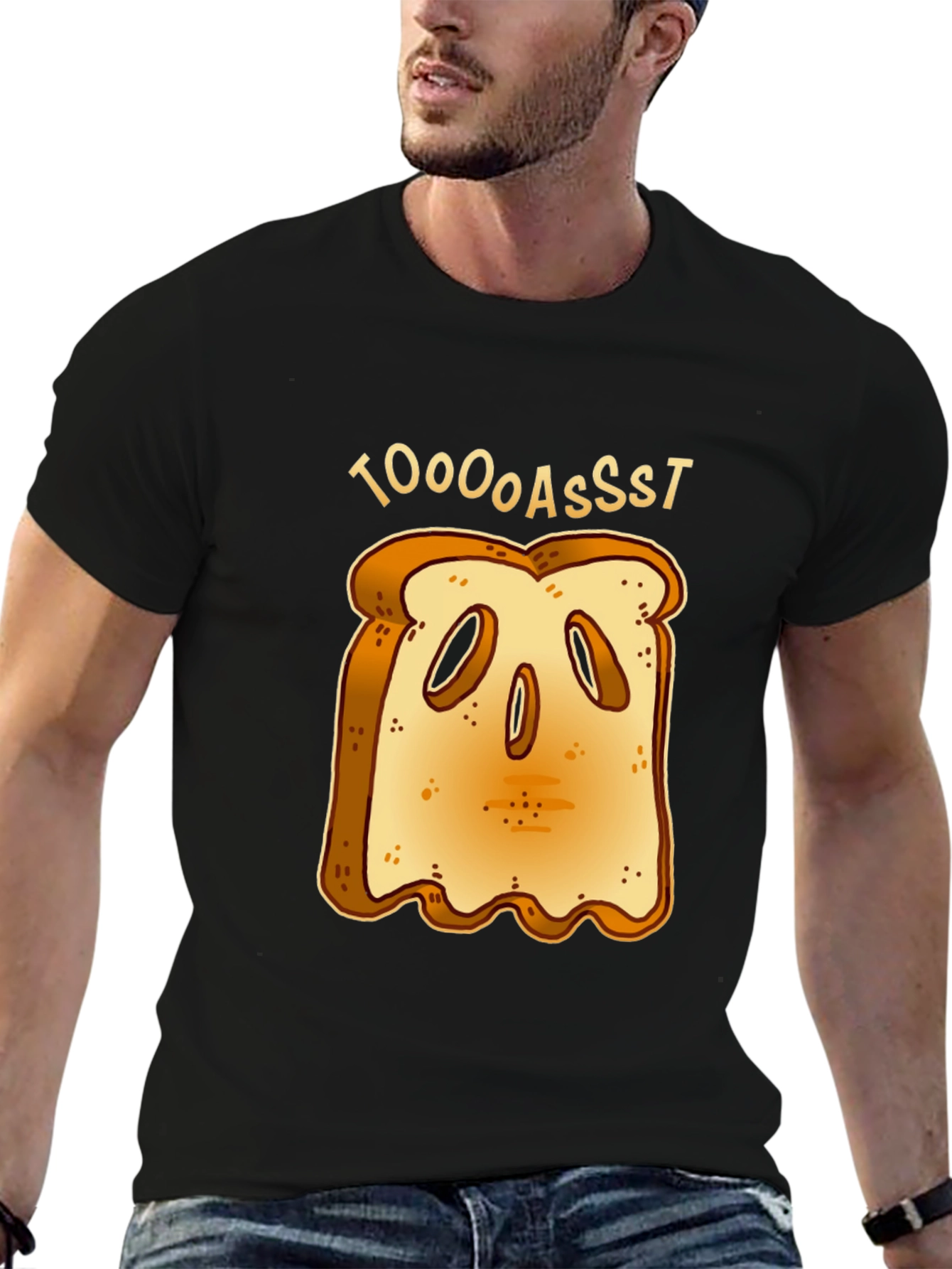 Funny Toast Graphic T-Shirt - Black