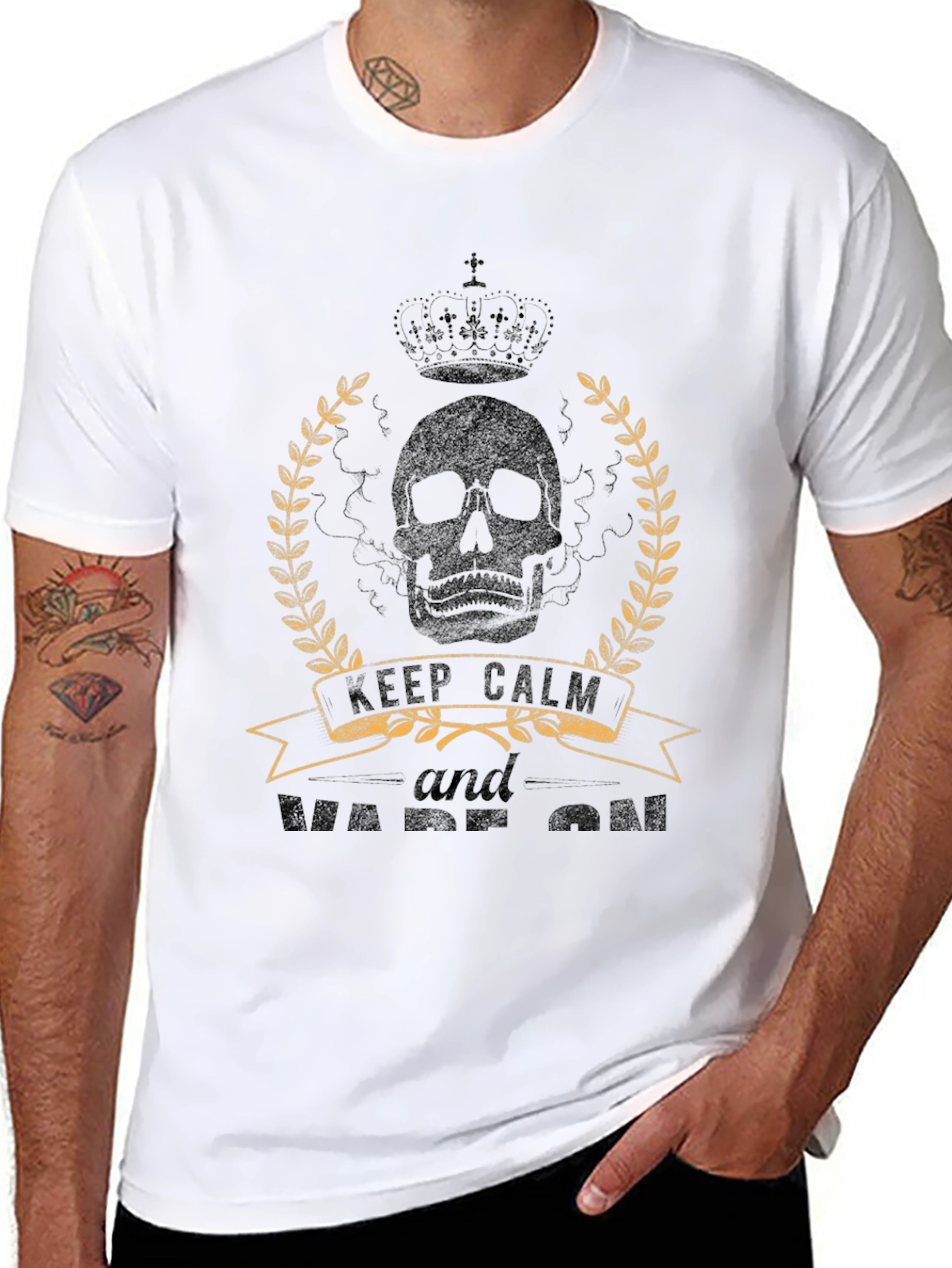 Skull Crown Keep Calm Mens Graphic Tee