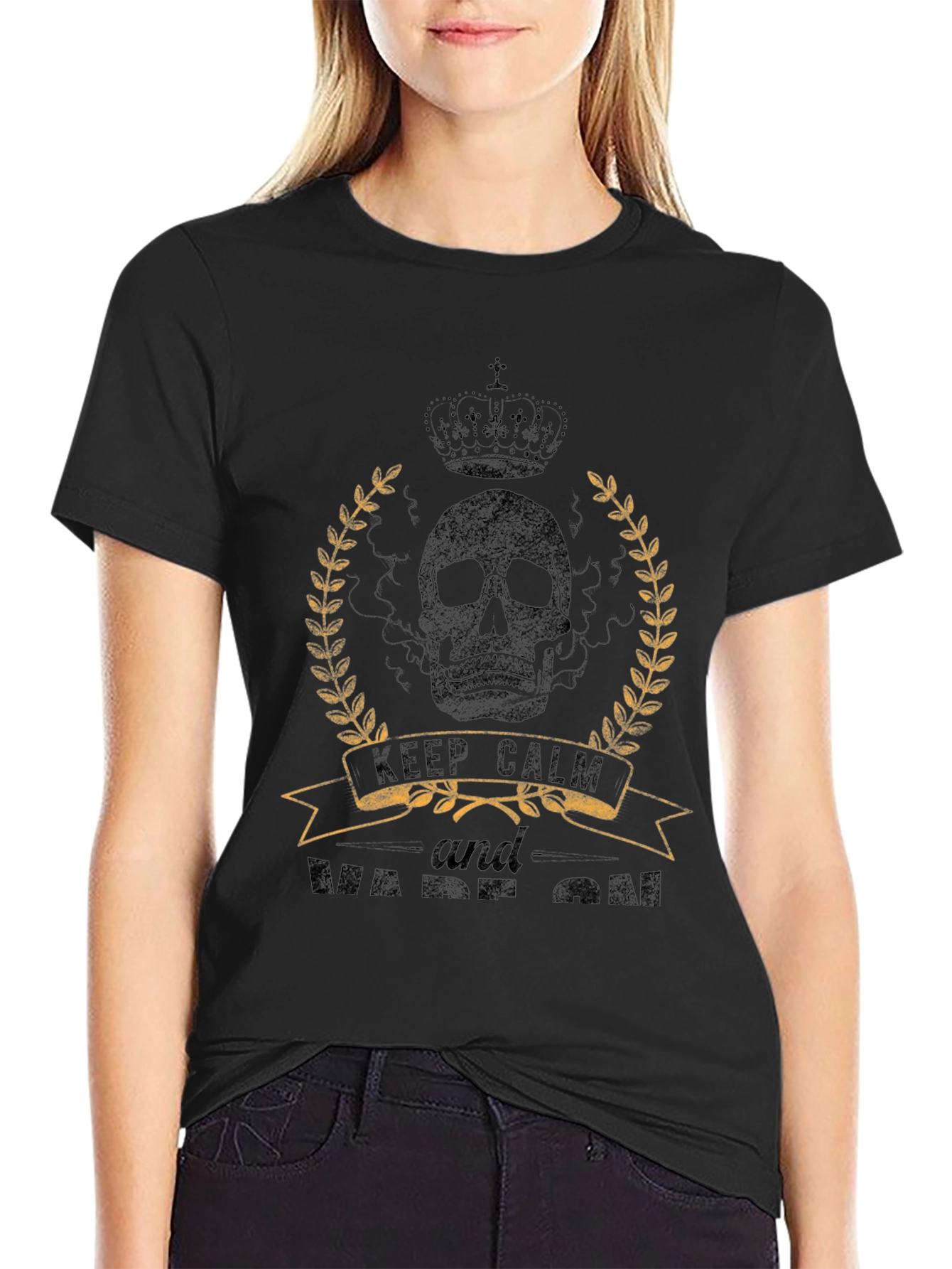 Skull Crown Keep Calm Mens Graphic Tee