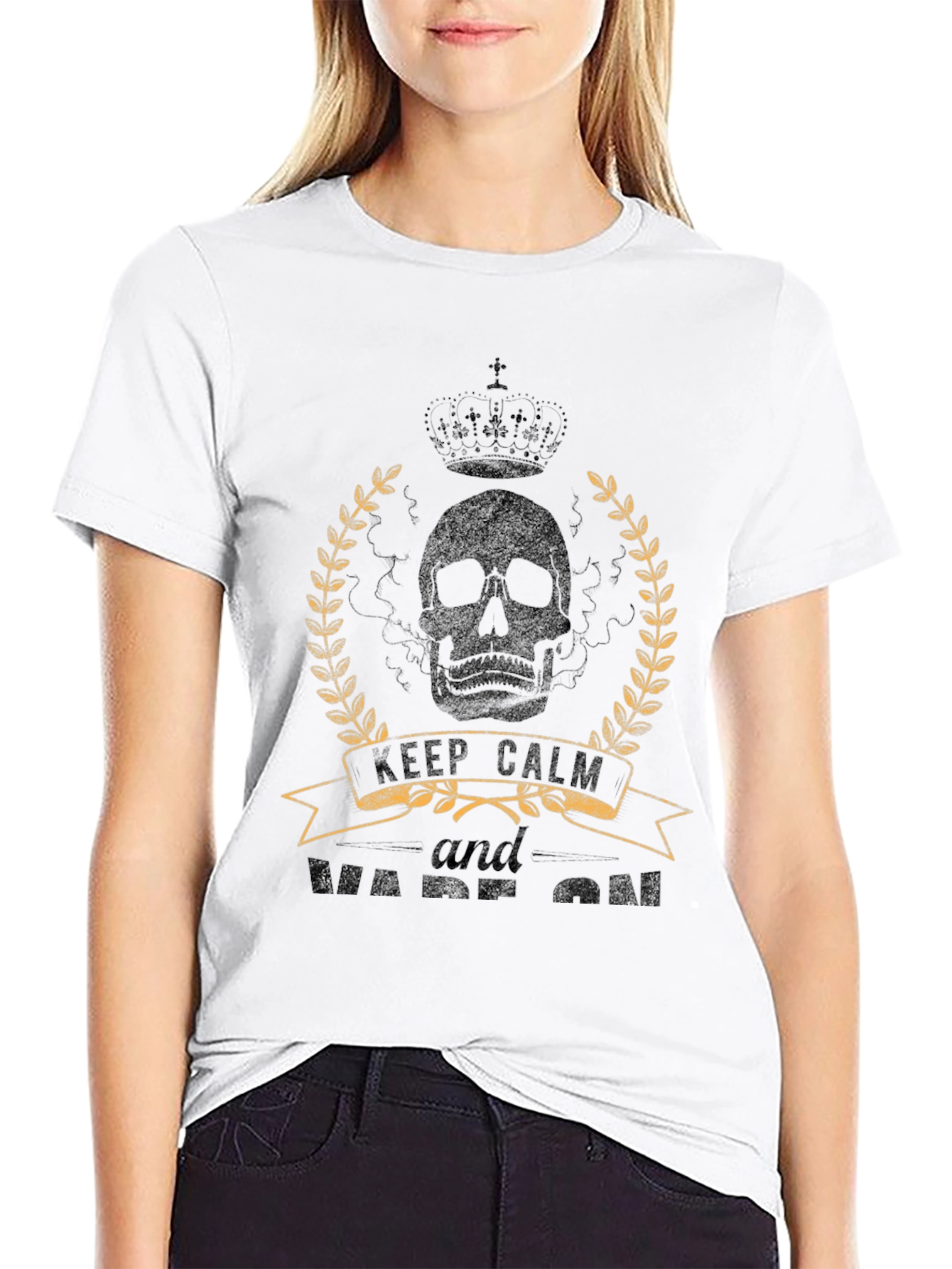 Skull Crown Keep Calm Mens Graphic Tee