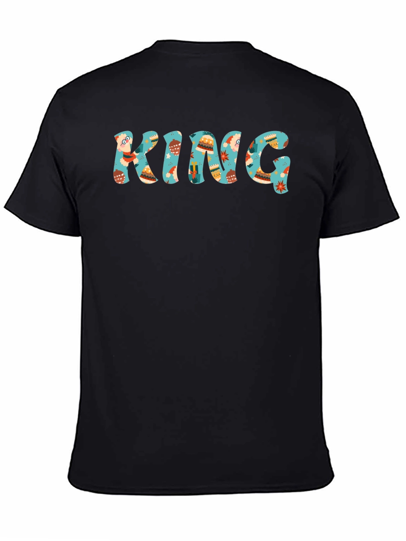 King Pattern Print Crew Neck Short Sleeve T-Shirt