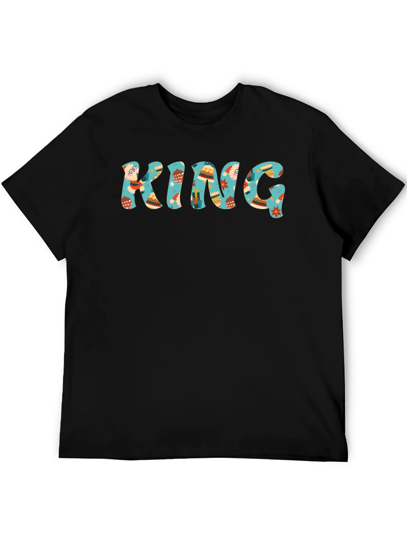 King Pattern Print Crew Neck Short Sleeve T-Shirt