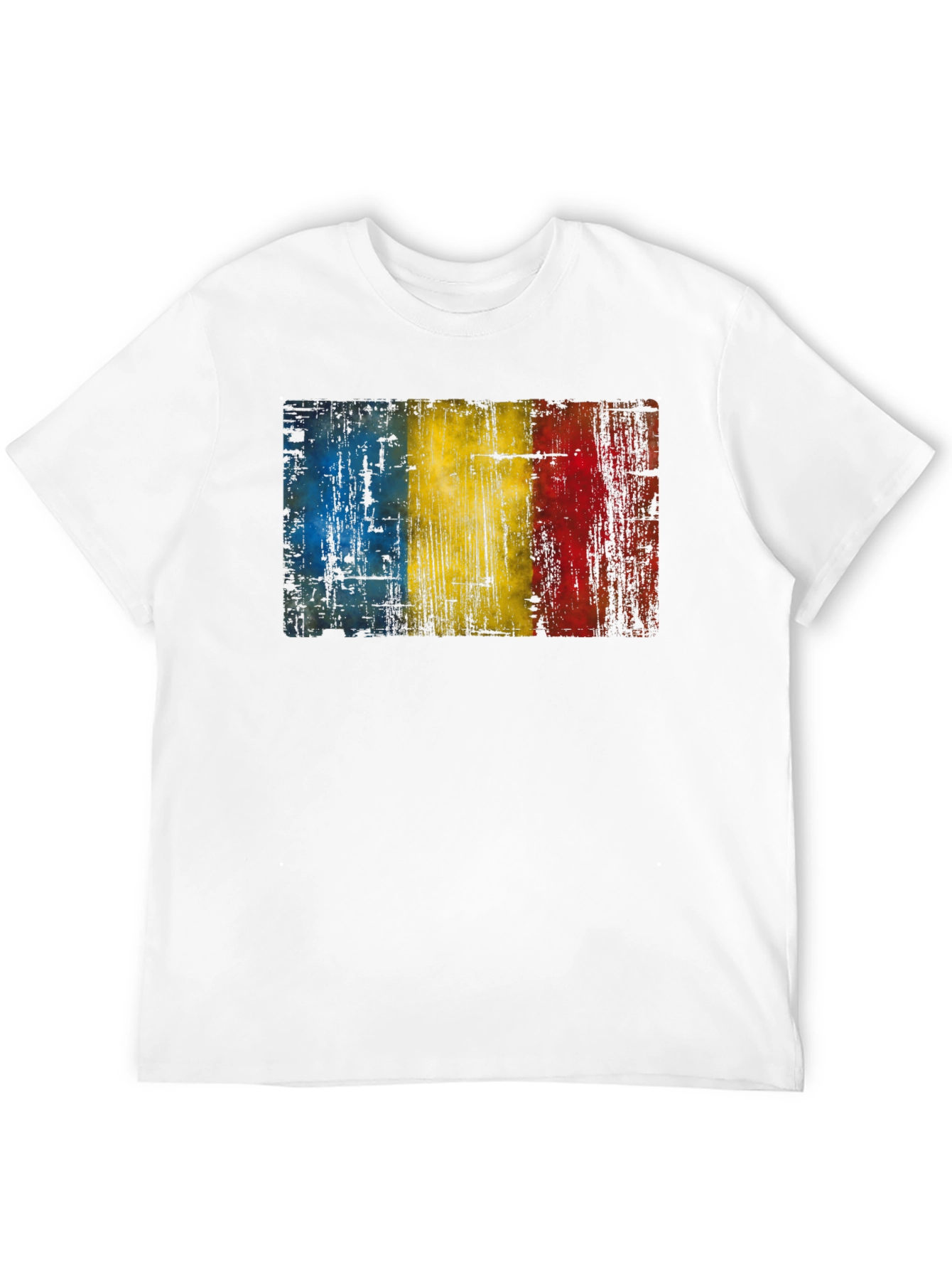 Romania Flag Distressed Black T-Shirt