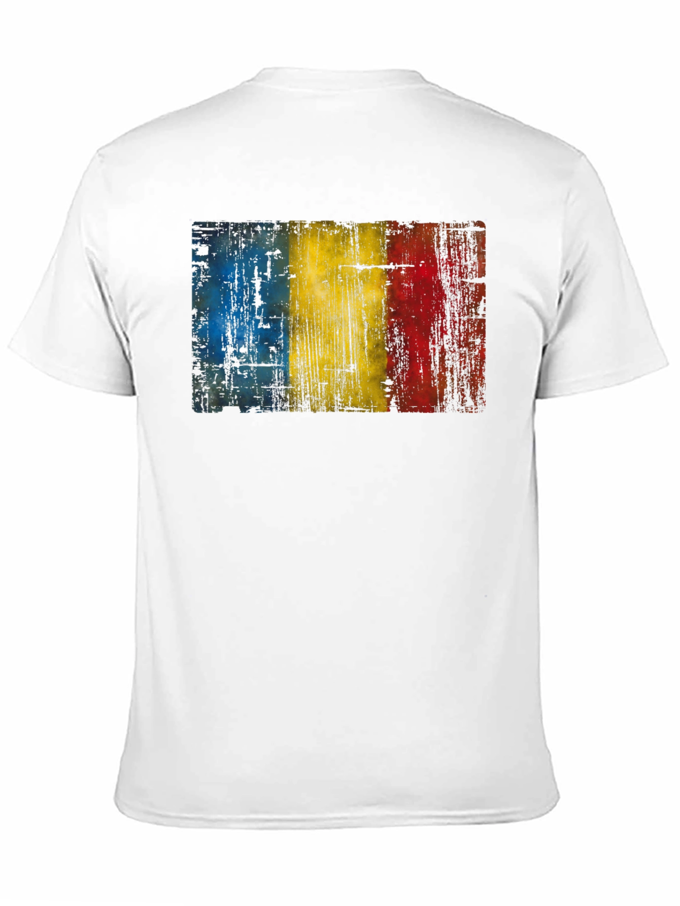 Romania Flag Distressed Black T-Shirt