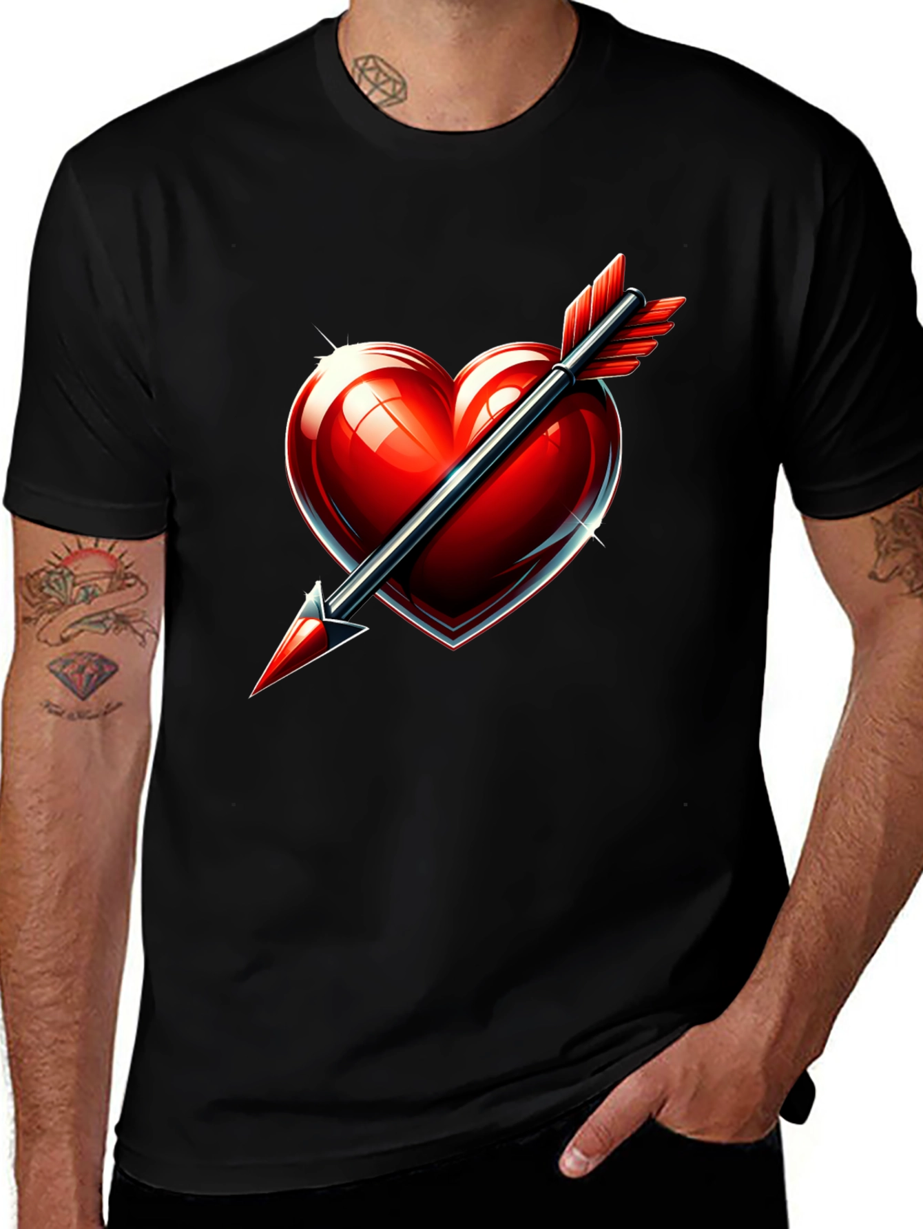Heart Arrow Graphic Tee - Mens Black T-Shirt