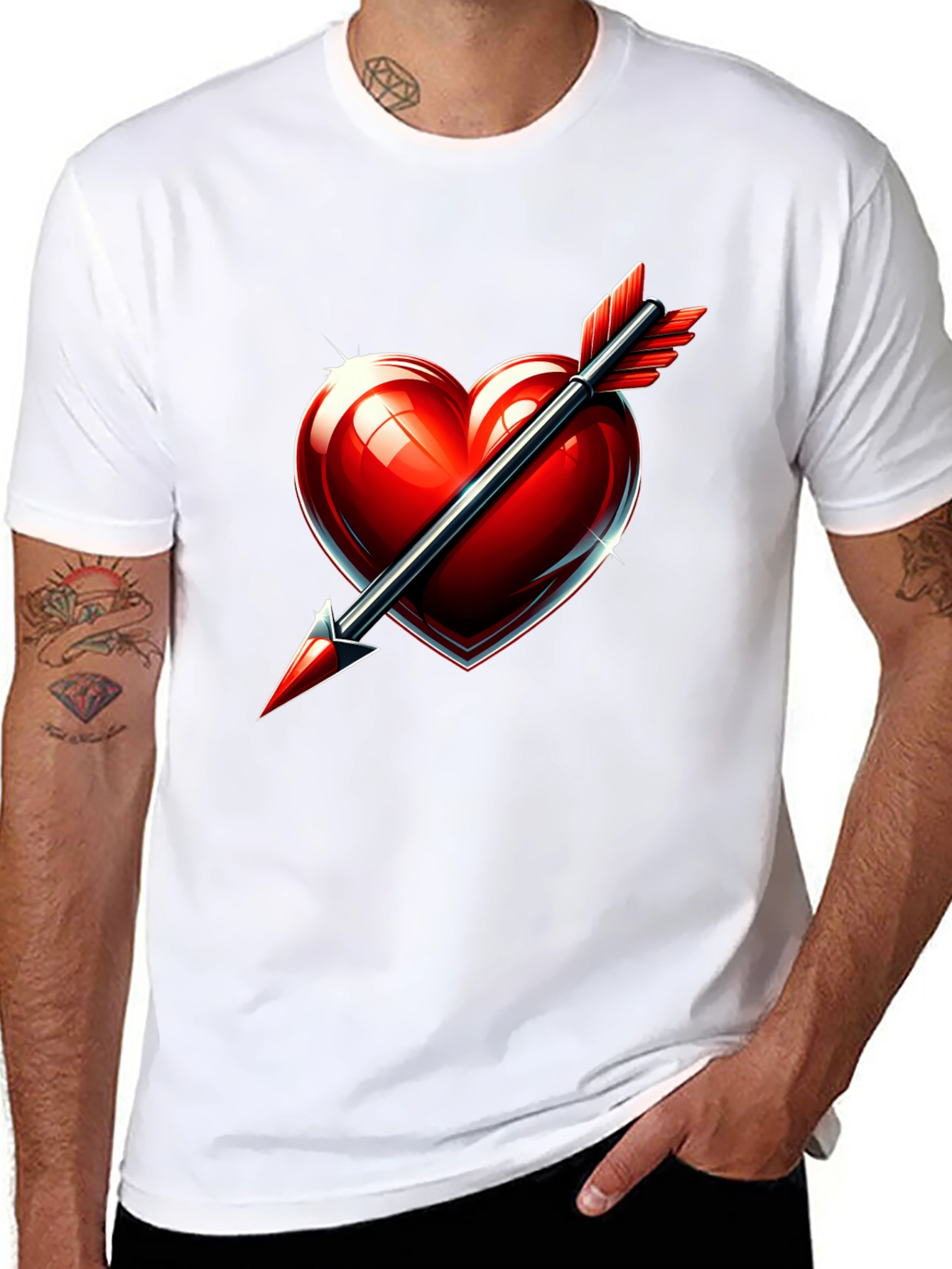 Heart Arrow Graphic Tee - Mens Black T-Shirt
