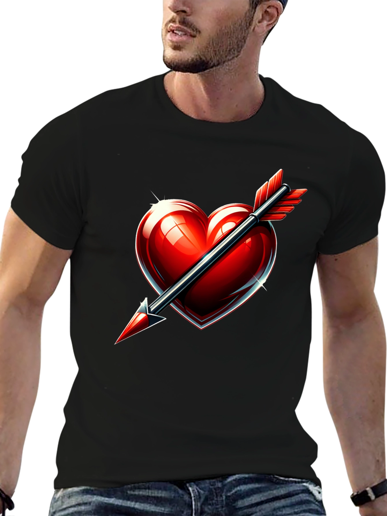Heart Arrow Graphic Tee - Mens Black T-Shirt