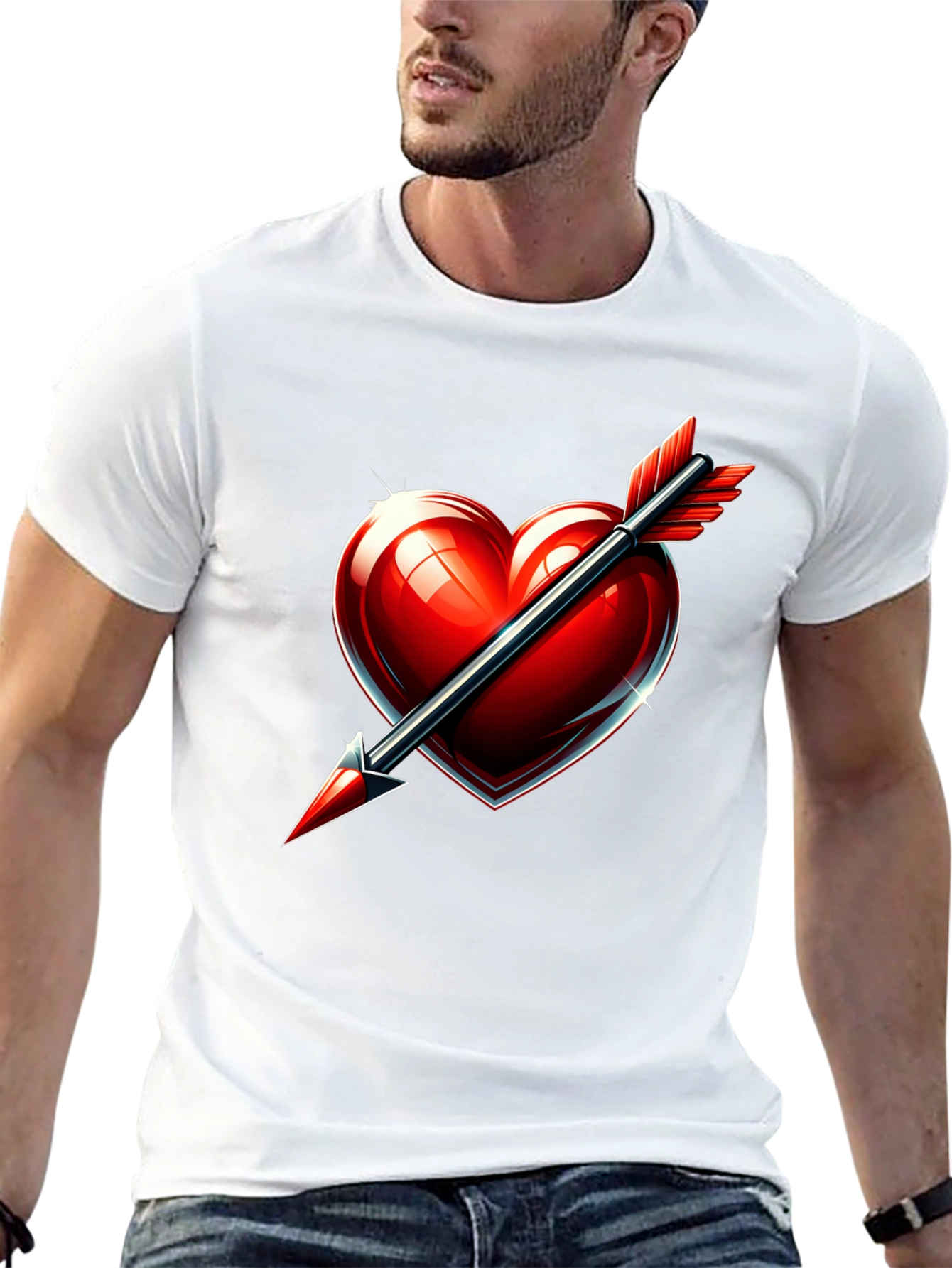 Heart Arrow Graphic Tee - Mens Black T-Shirt
