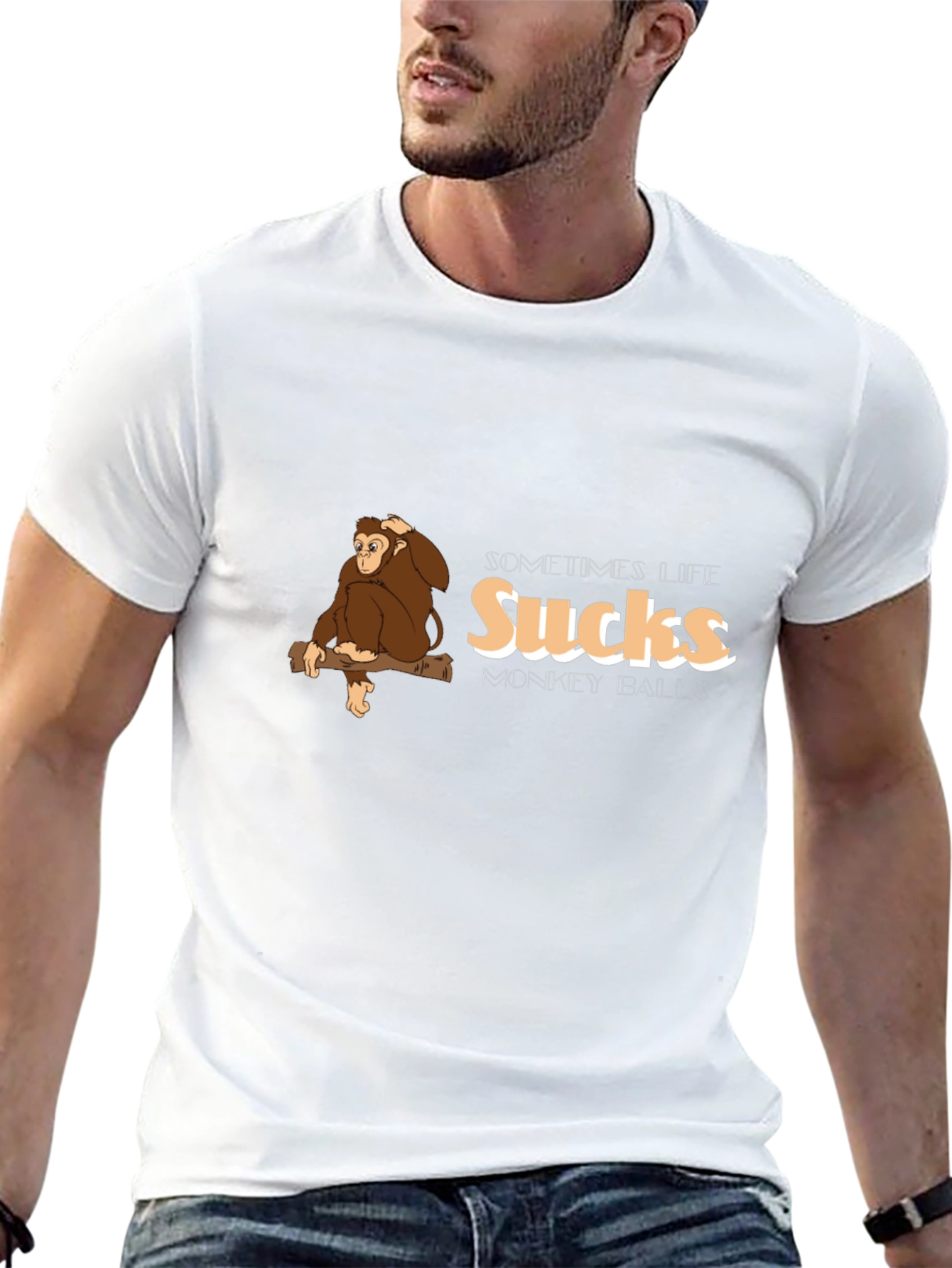 Funny Monkey T-Shirt - Sometimes Life Sucks Monkey Balls