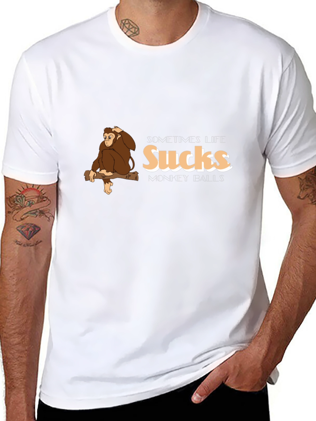 Funny Monkey T-Shirt - Sometimes Life Sucks Monkey Balls