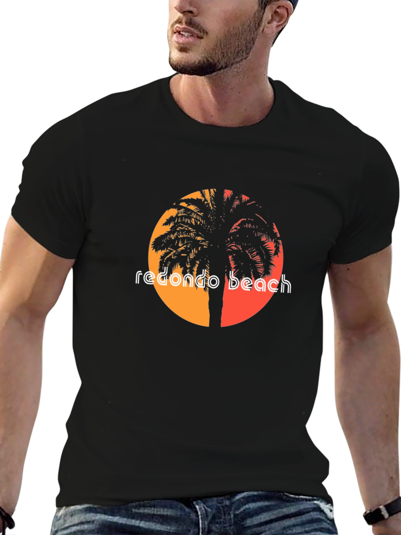 Redondo Beach Sunset Graphic Tee - Black