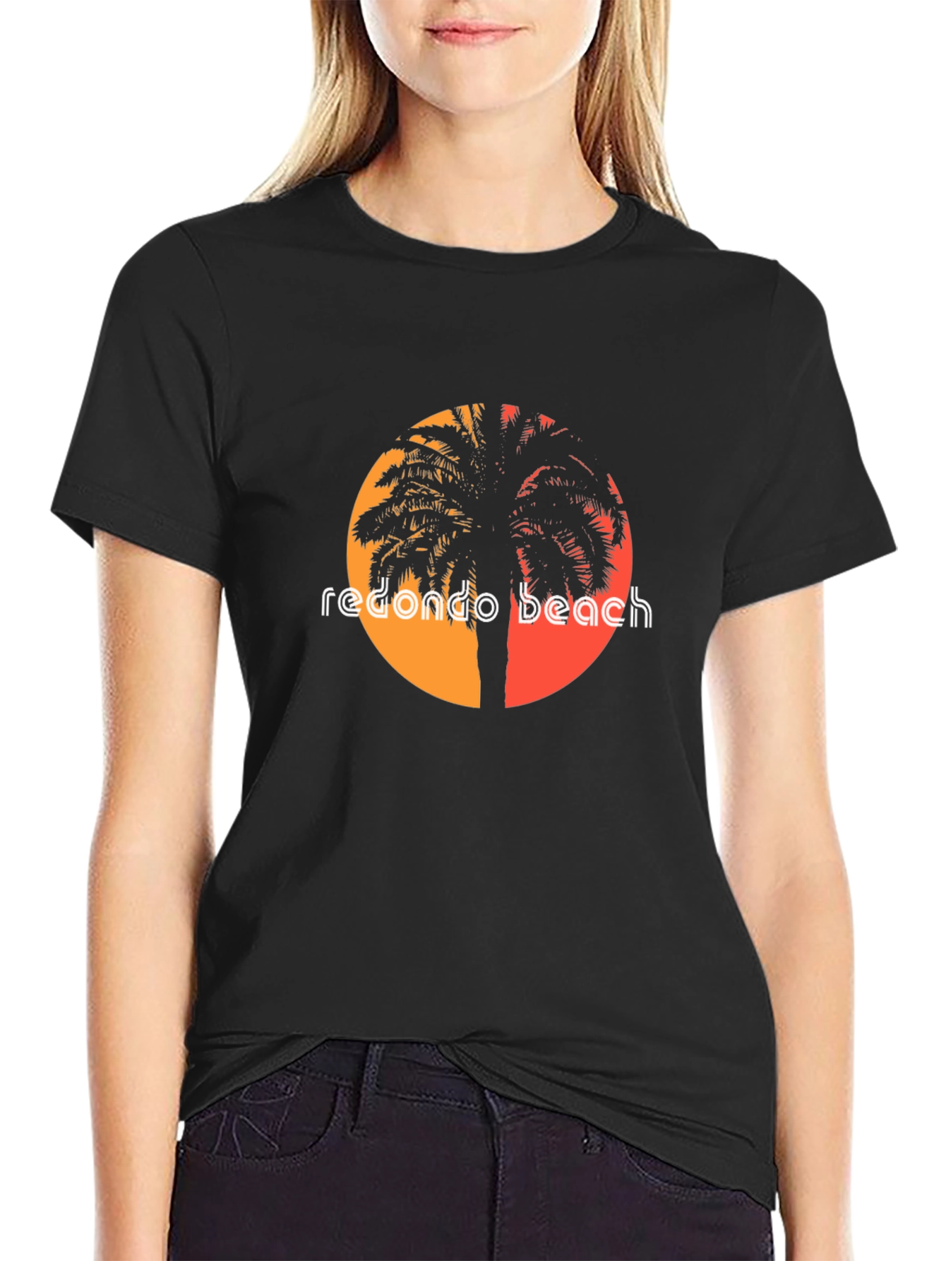 Redondo Beach Sunset Graphic Tee - Black