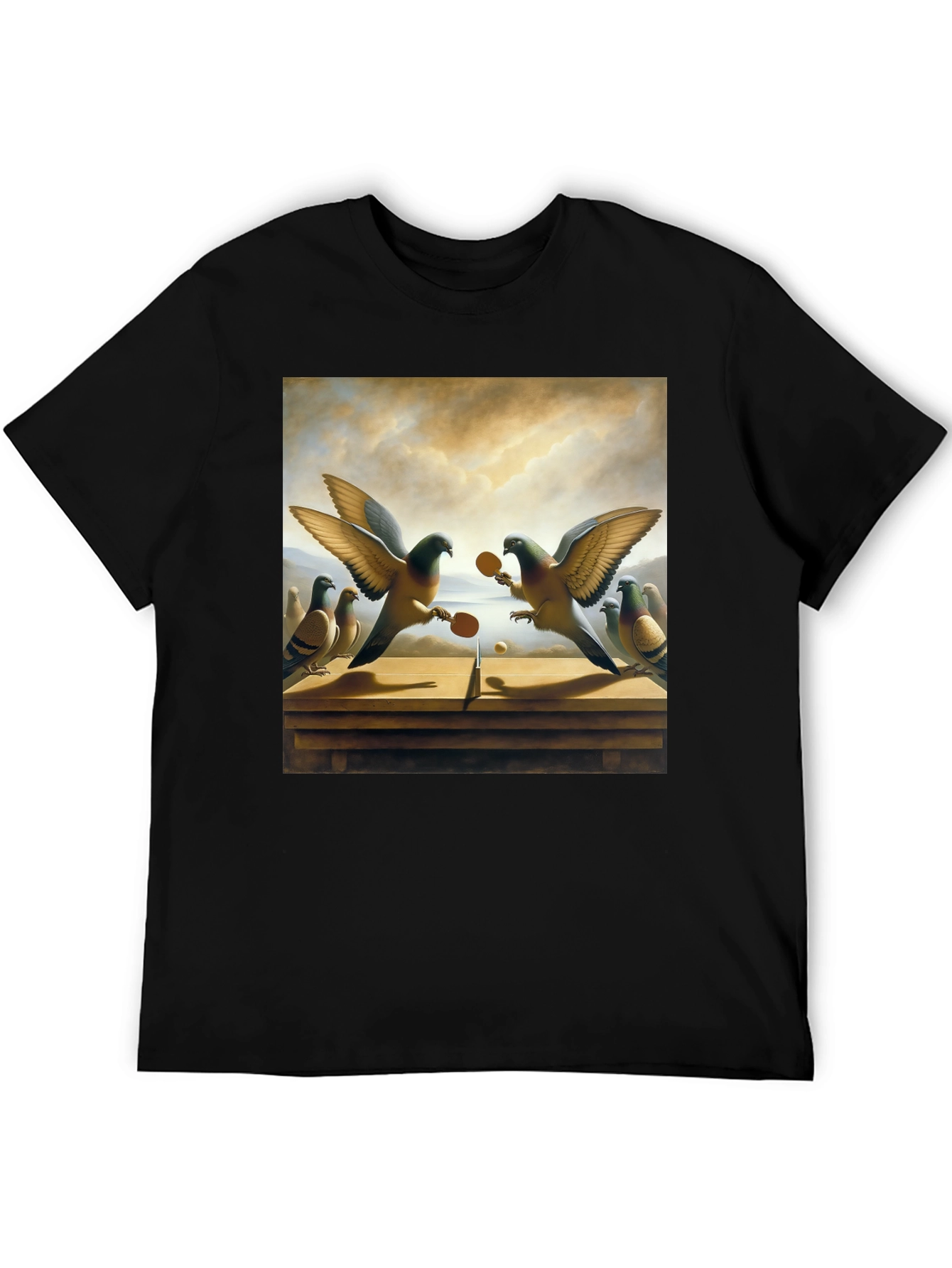 Pigeon Ping Pong Graphic Tee - Unique Bird Art