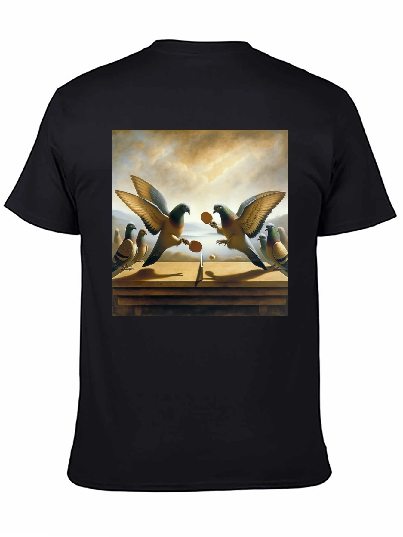 Pigeon Ping Pong Graphic Tee - Unique Bird Art