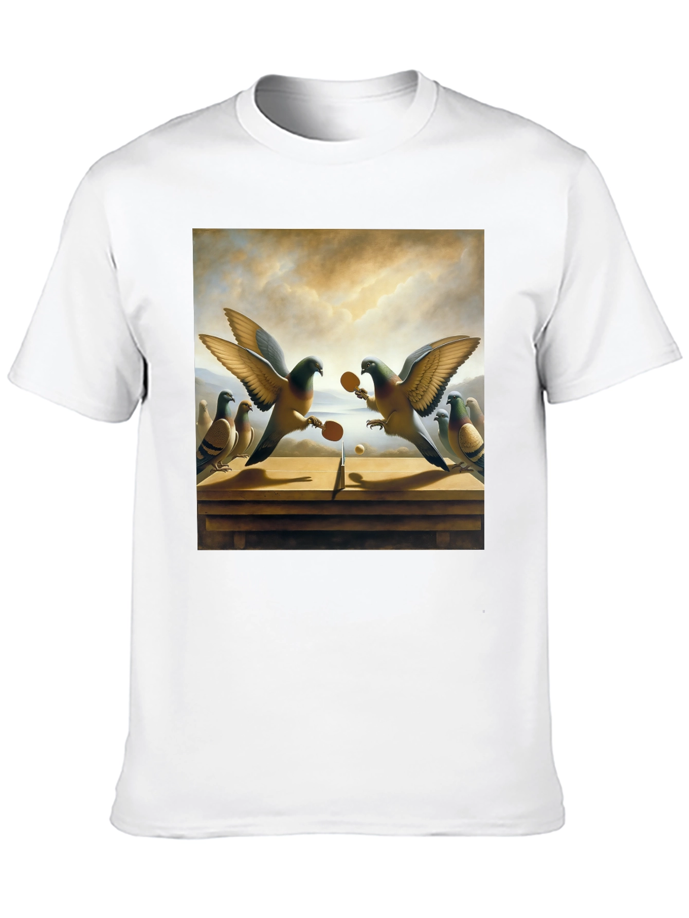 Pigeon Ping Pong Graphic Tee - Unique Bird Art