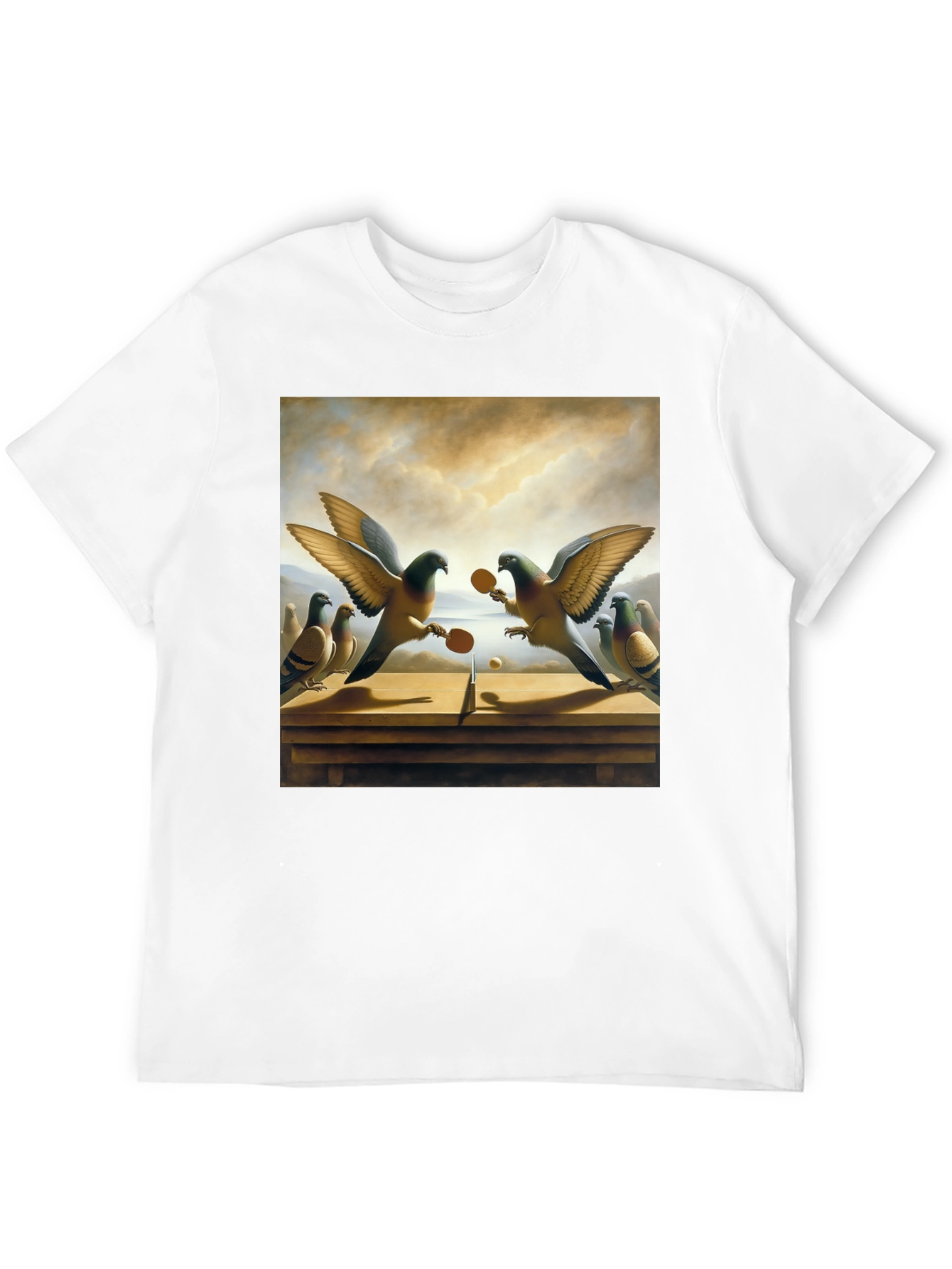 Pigeon Ping Pong Graphic Tee - Unique Bird Art