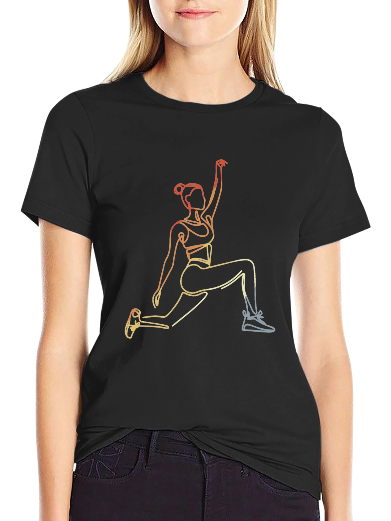 Yoga Pose Graphic Tee - Black