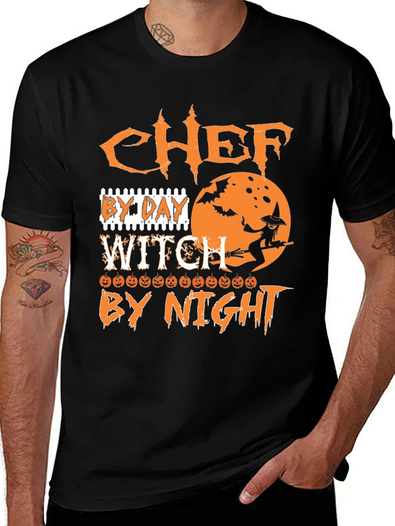 Chef by Day Witch by Night Halloween T-Shirt