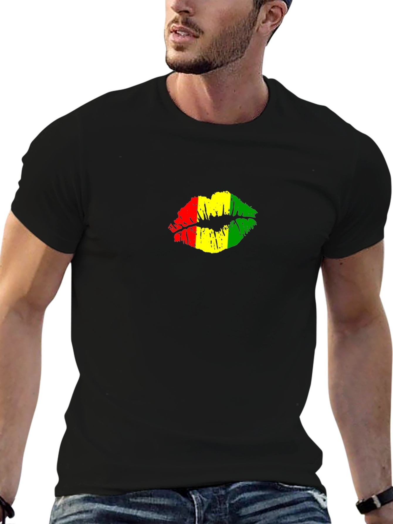 Rasta Lips Black T-Shirt