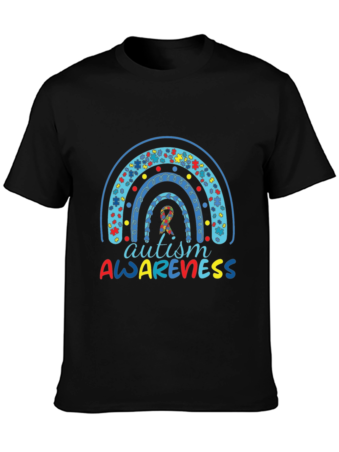 Autism Awareness Rainbow Puzzle Piece Graphic Tee