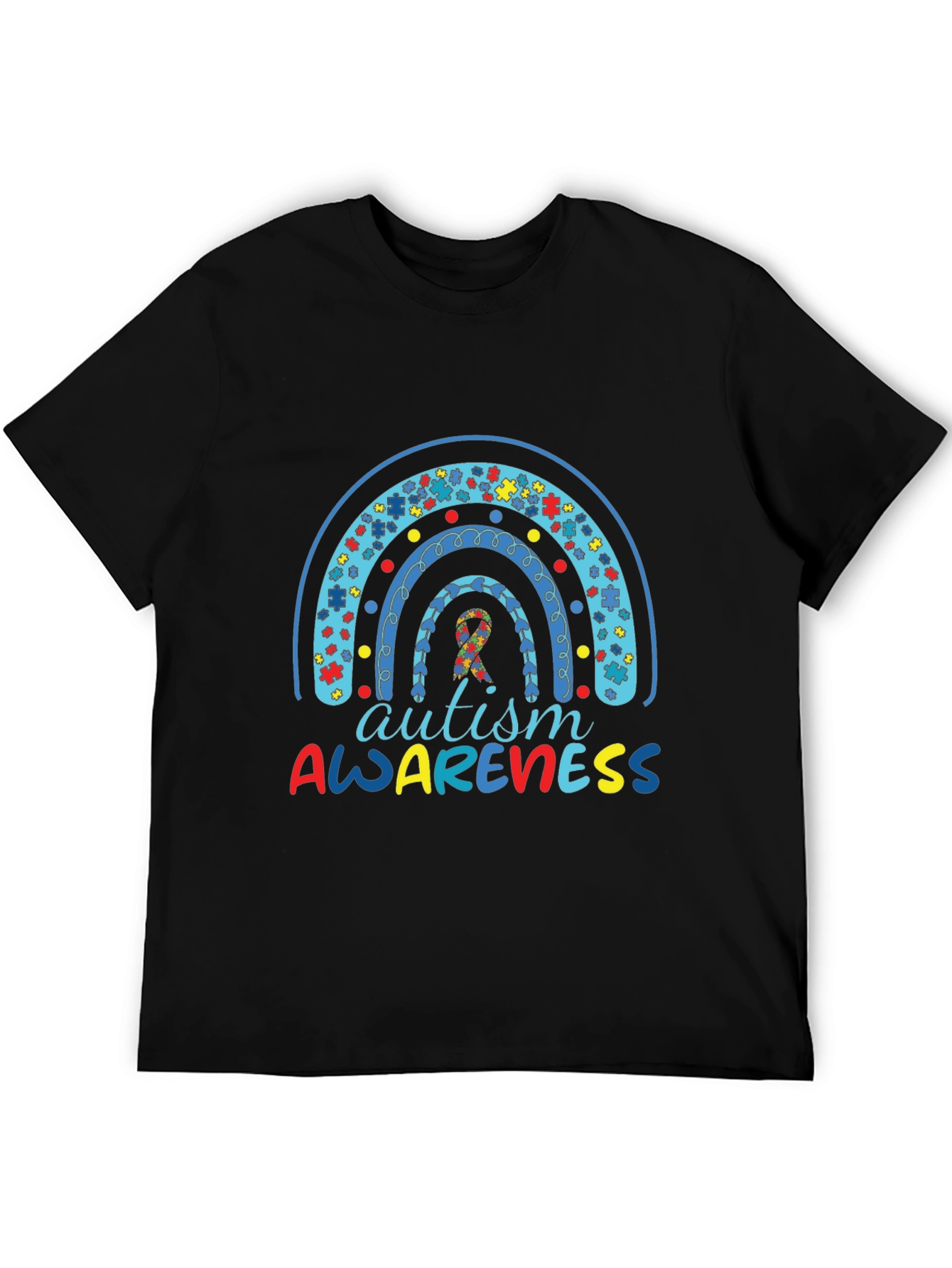 Autism Awareness Rainbow Puzzle Piece Graphic Tee