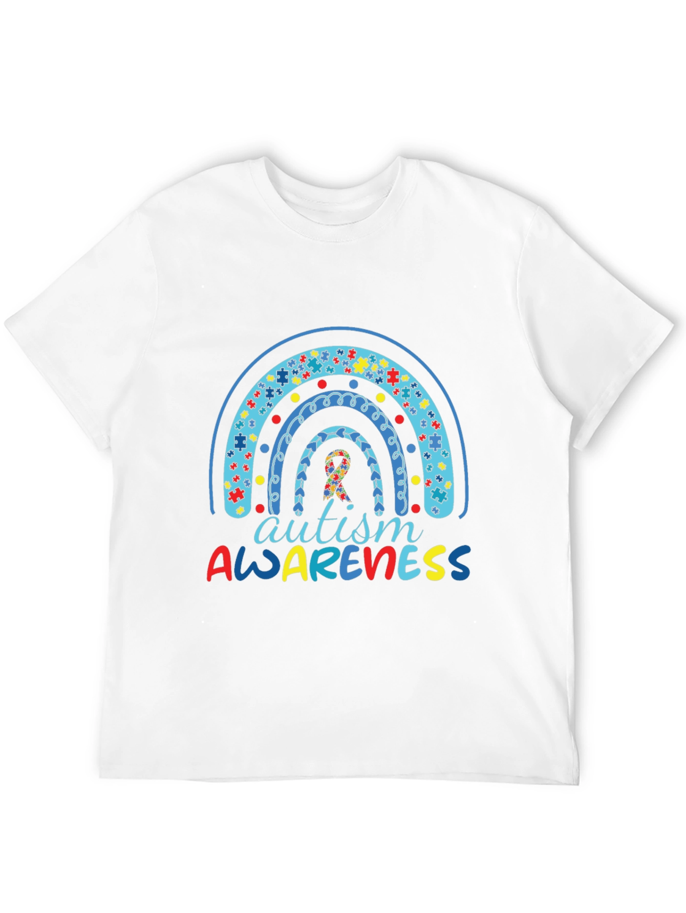 Autism Awareness Rainbow Puzzle Piece Graphic Tee