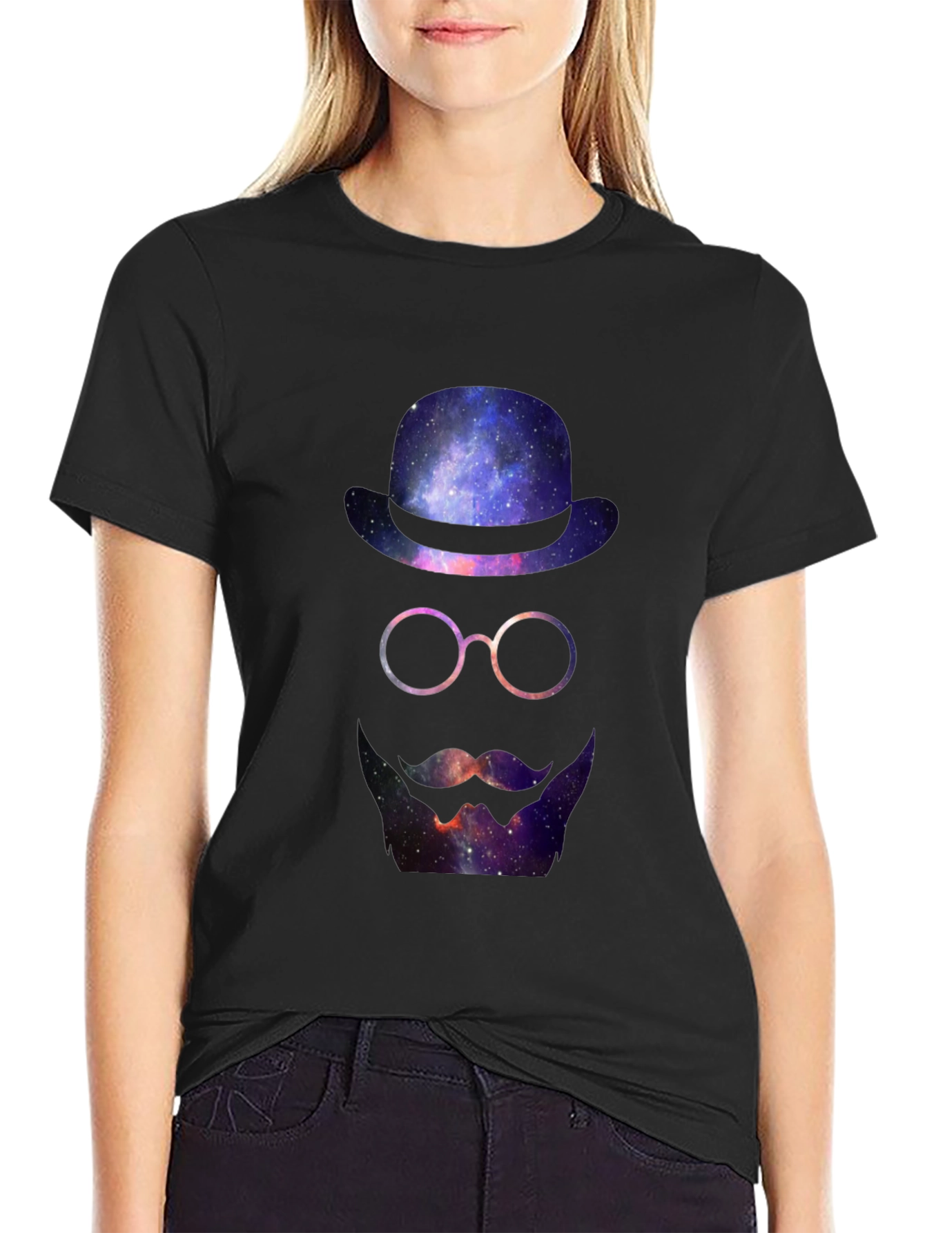 Cosmic Gentleman T-Shirt - Galaxy Hat & Beard