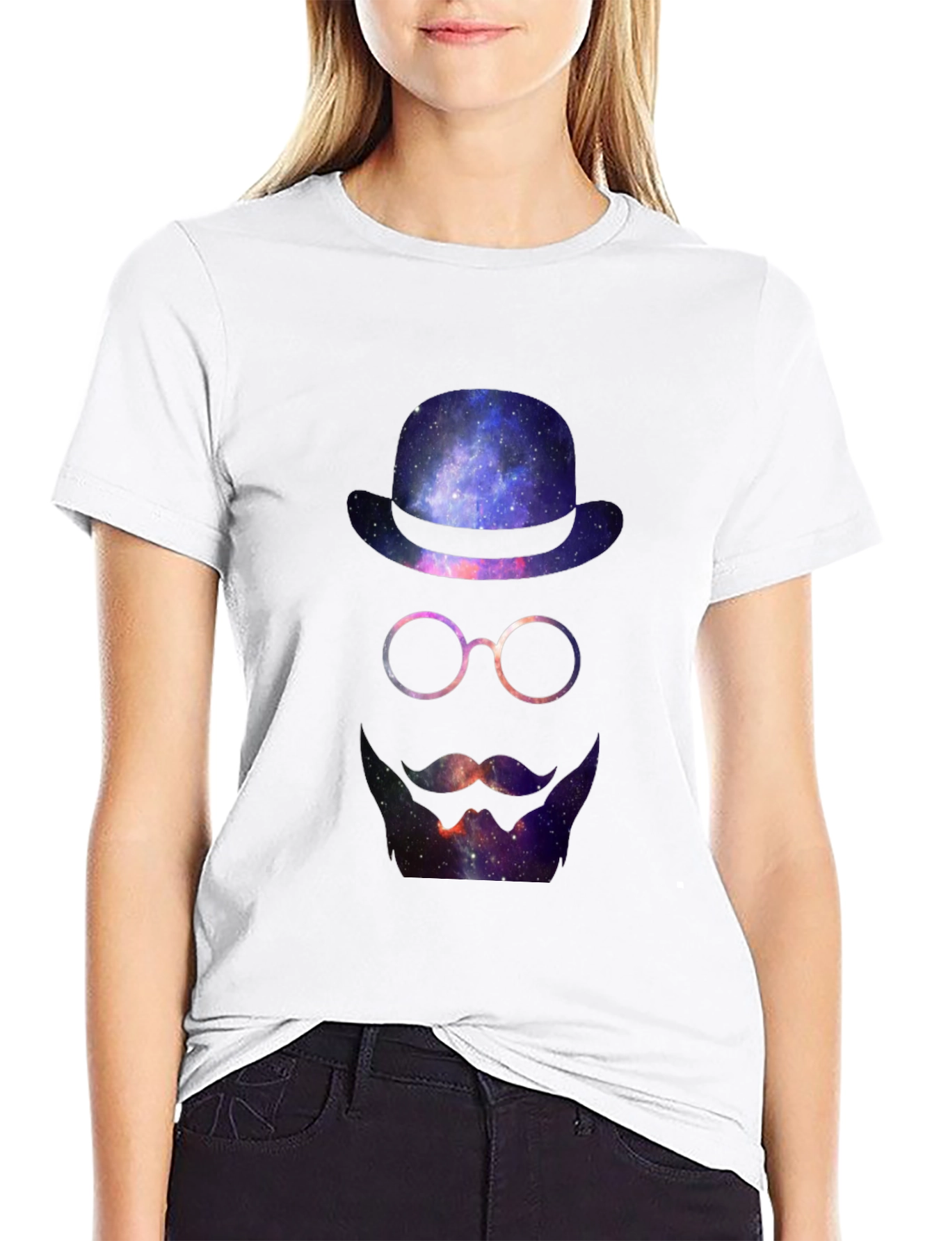 Cosmic Gentleman T-Shirt - Galaxy Hat & Beard