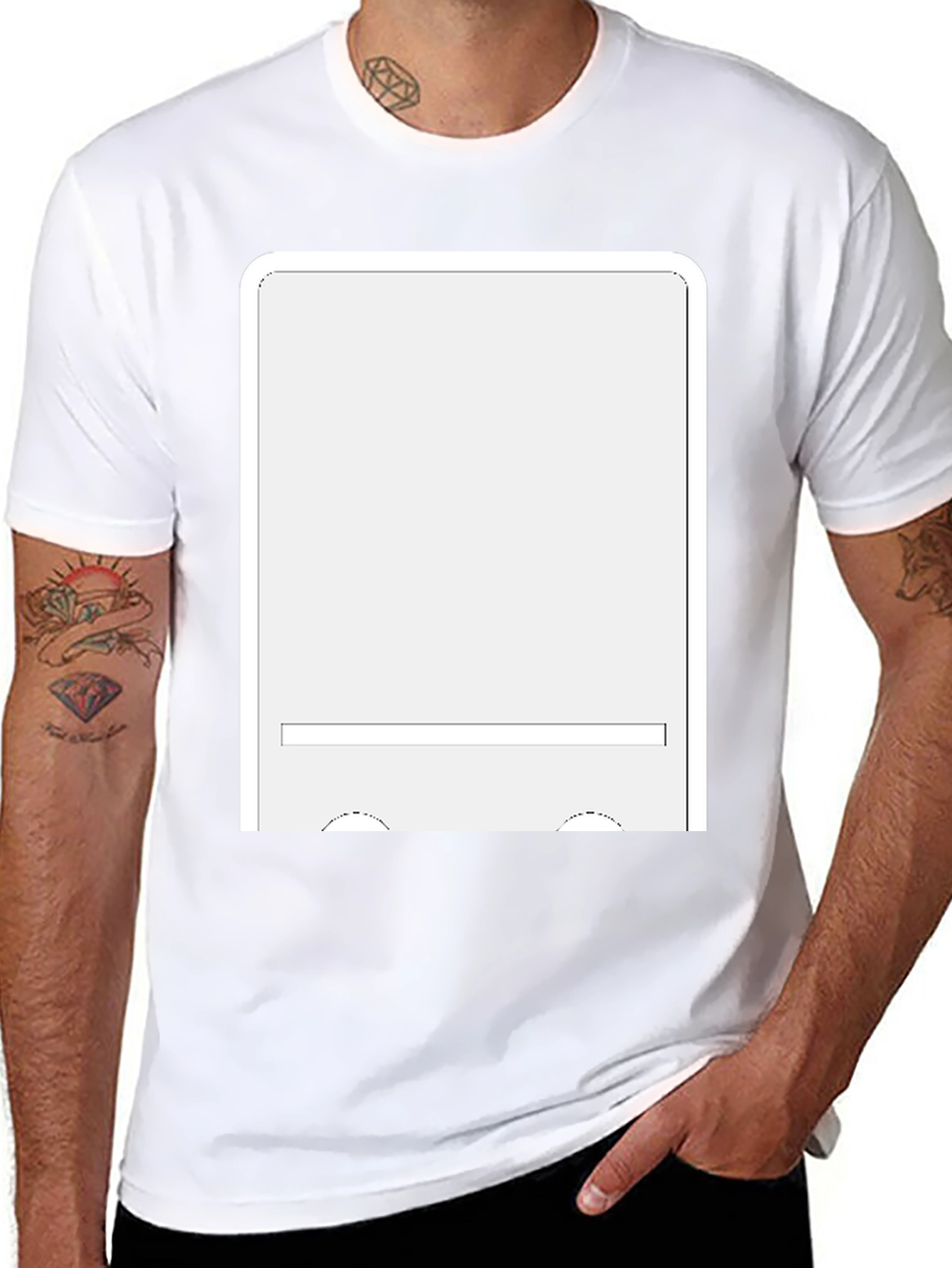 Black T-Shirt with White Graphic Insert