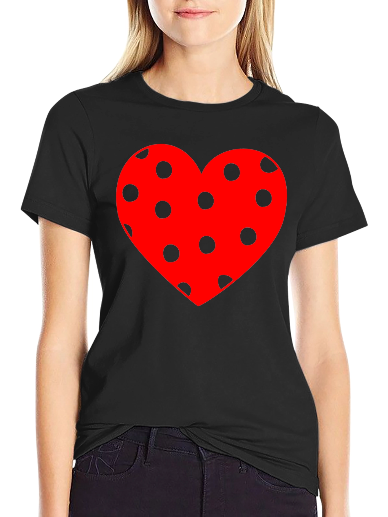 Polka Dot Heart Tee - Stylish Casual Wear