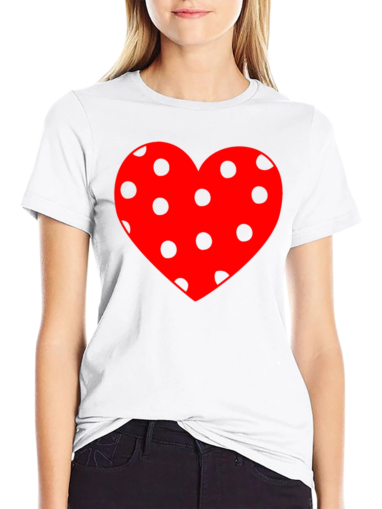 Polka Dot Heart Tee - Stylish Casual Wear