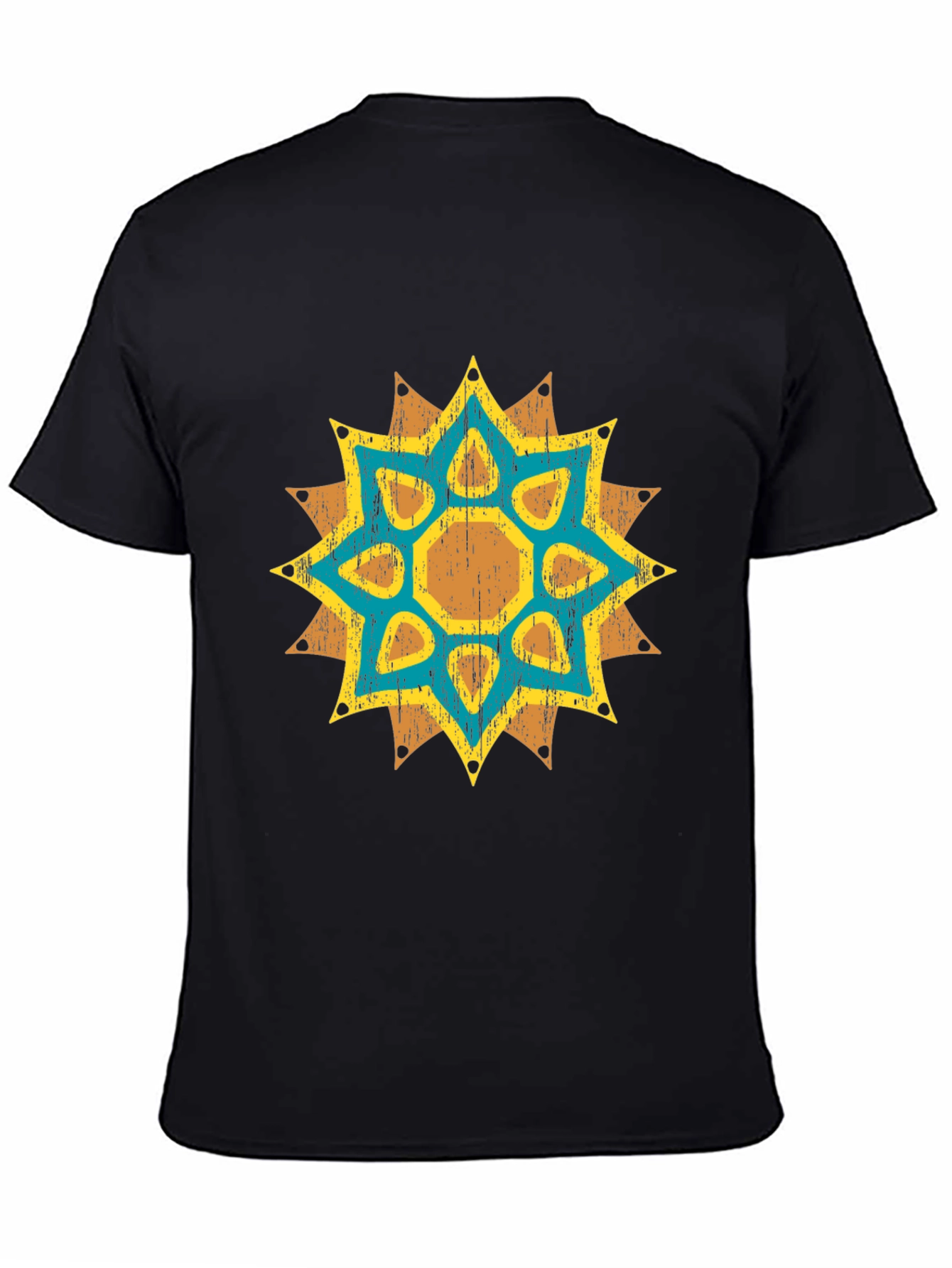 Geometric Starburst Graphic Tee - Distressed Print