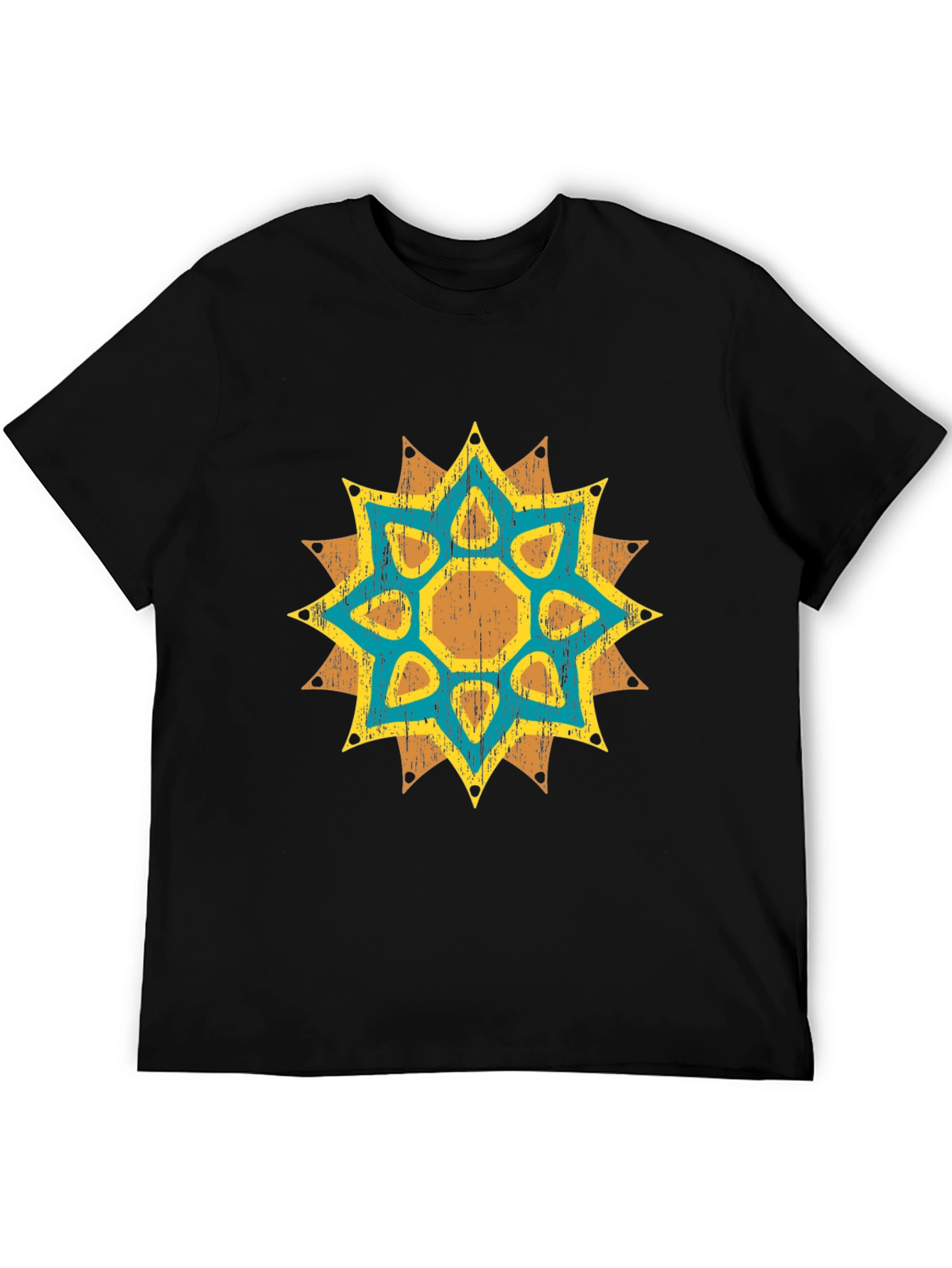 Geometric Starburst Graphic Tee - Distressed Print