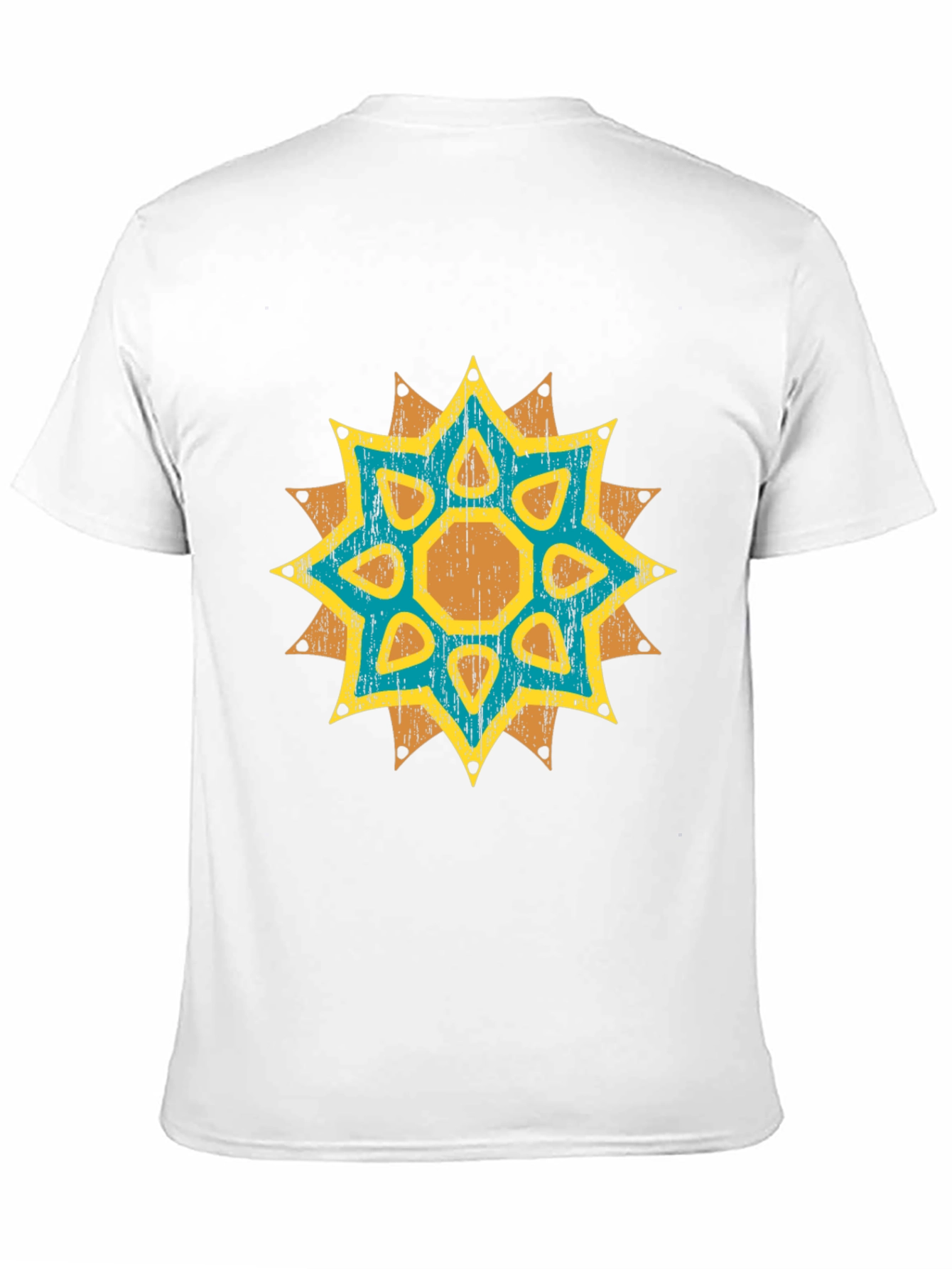 Geometric Starburst Graphic Tee - Distressed Print