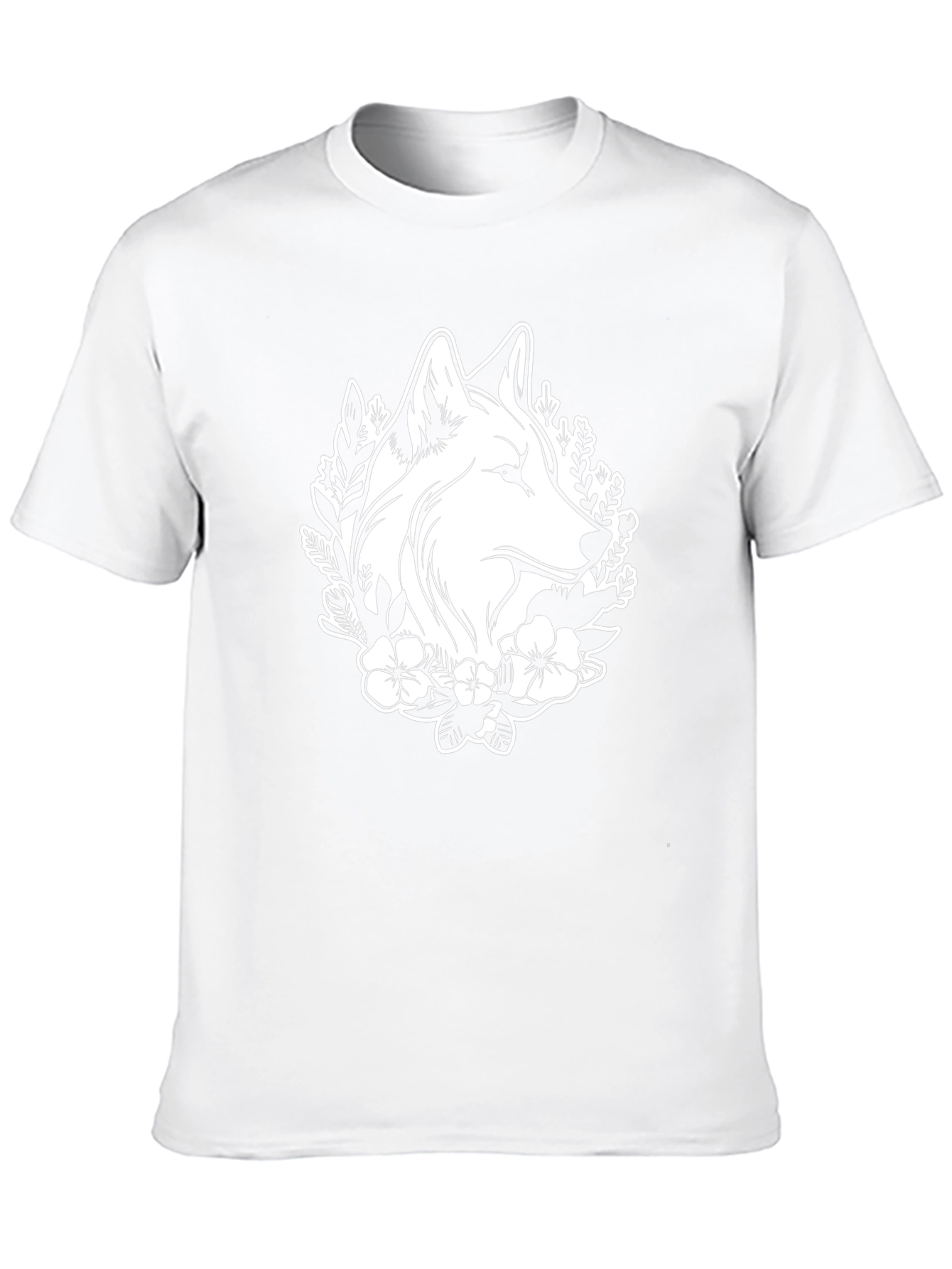 Wolf & Floral Graphic Tee - Black