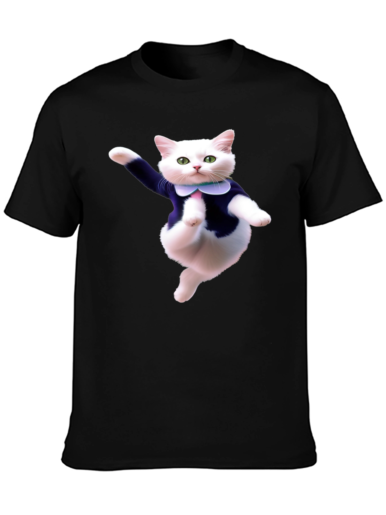 Dancing Cat T-Shirt - Black Cotton Tee