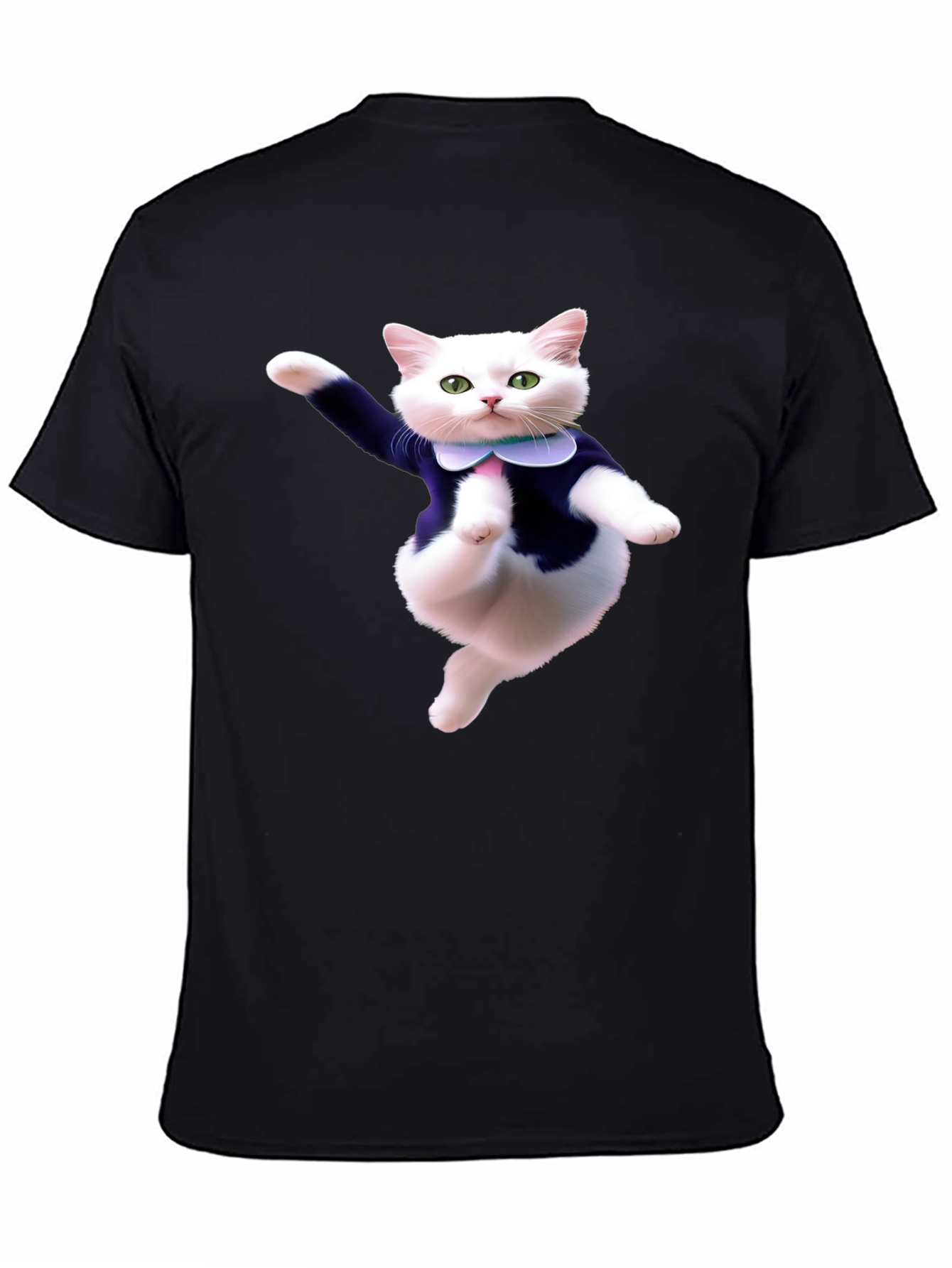 Dancing Cat T-Shirt - Black Cotton Tee