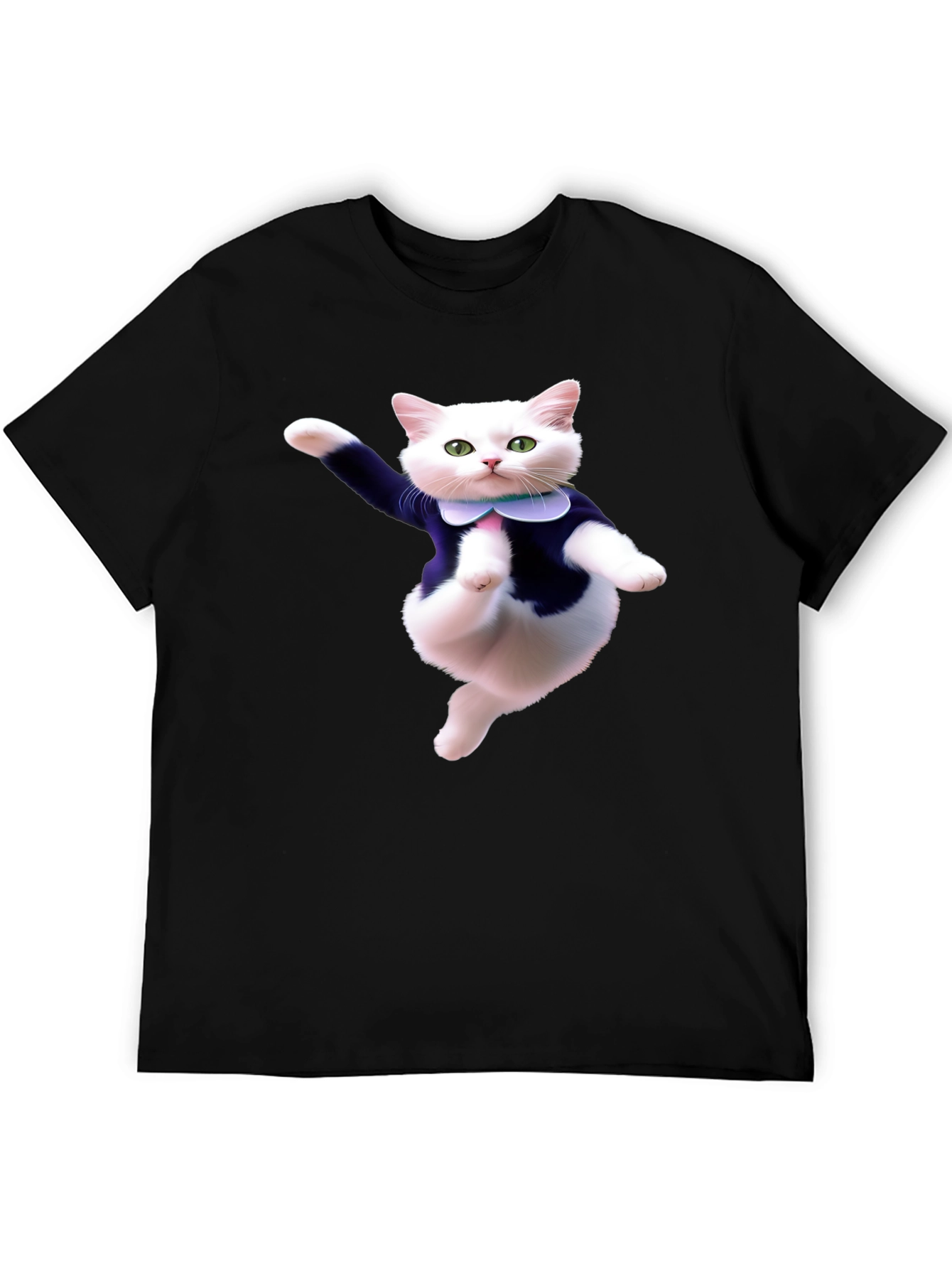 Dancing Cat T-Shirt - Black Cotton Tee
