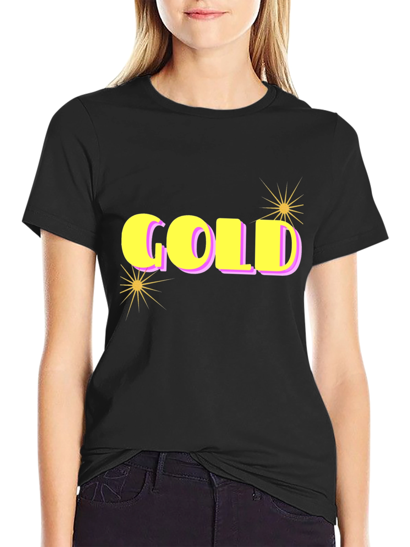 GOLD Graphic Print Tee - Stylish Black Cotton T-Shirt