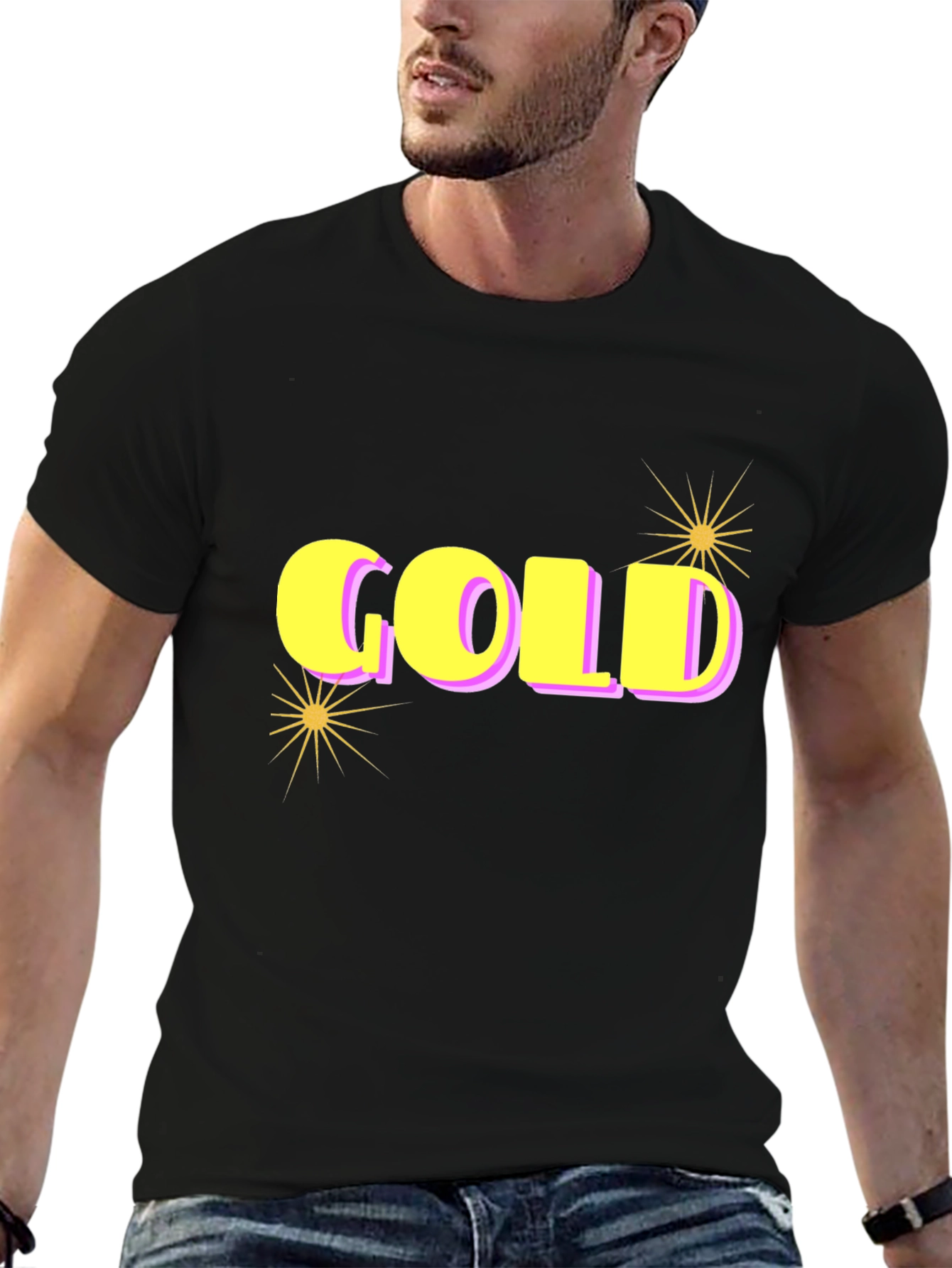 GOLD Graphic Print Tee - Stylish Black Cotton T-Shirt