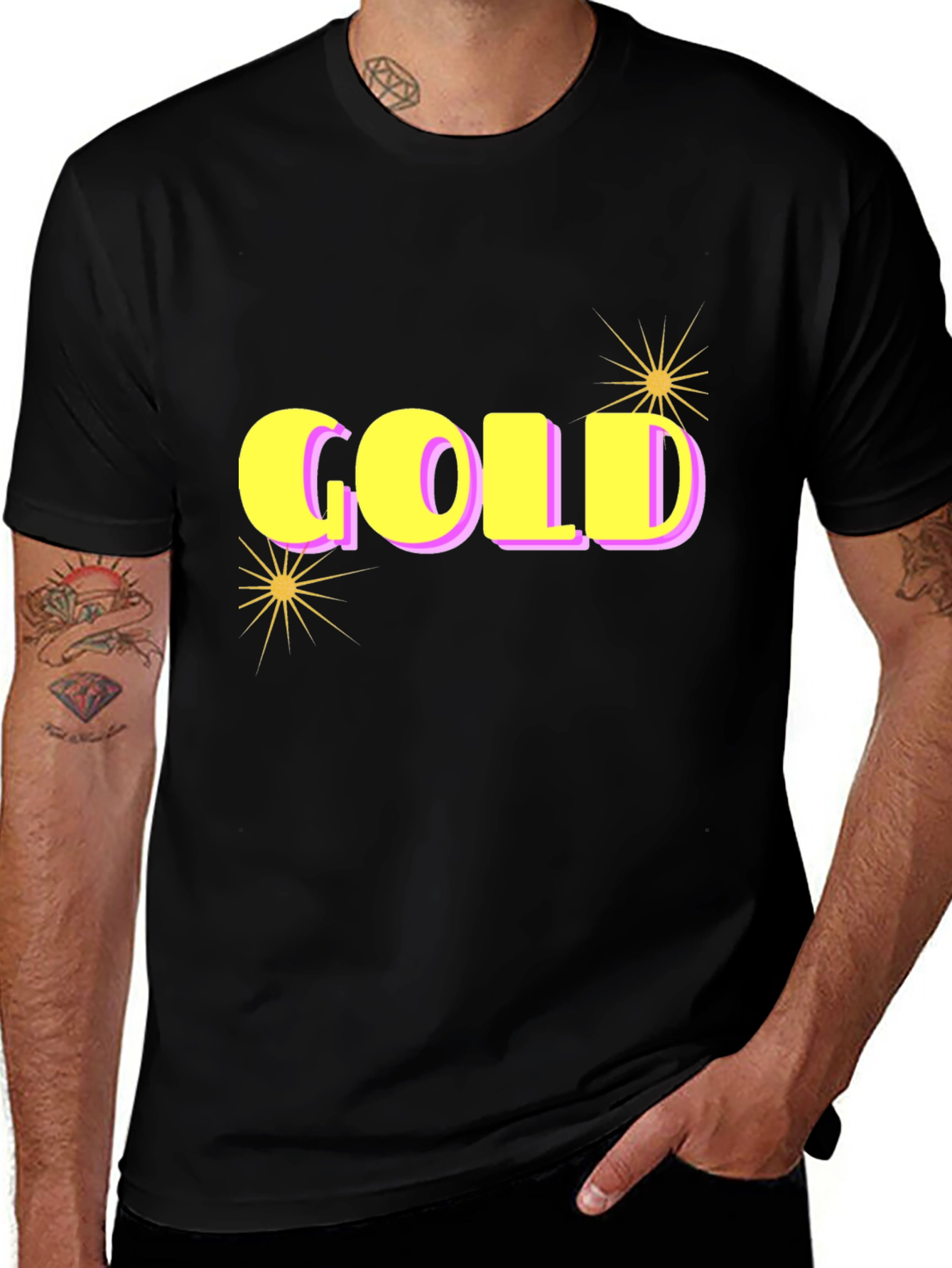 GOLD Graphic Print Tee - Stylish Black Cotton T-Shirt