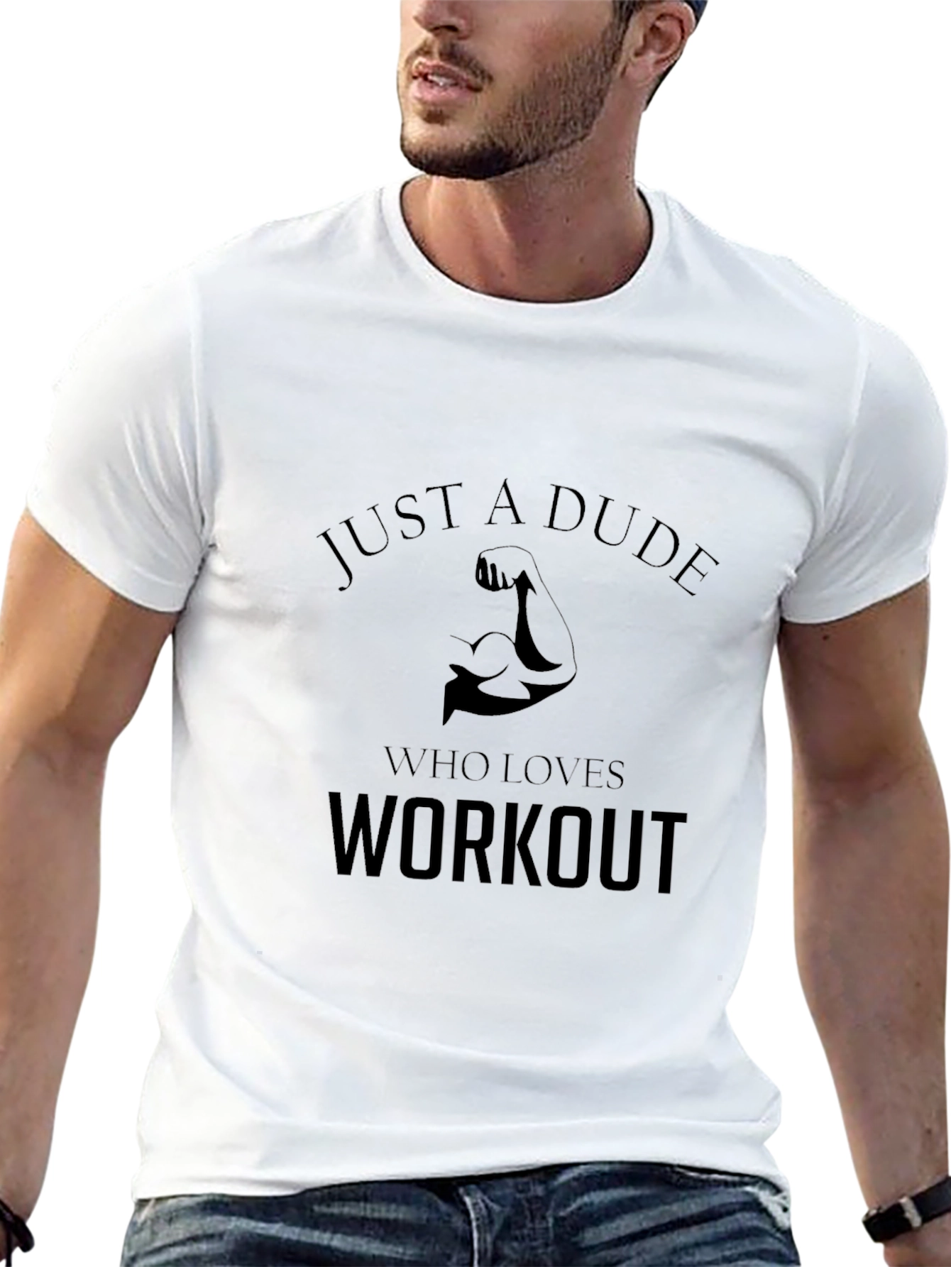 Workout Dude Graphic Tee - Black Cotton T-Shirt