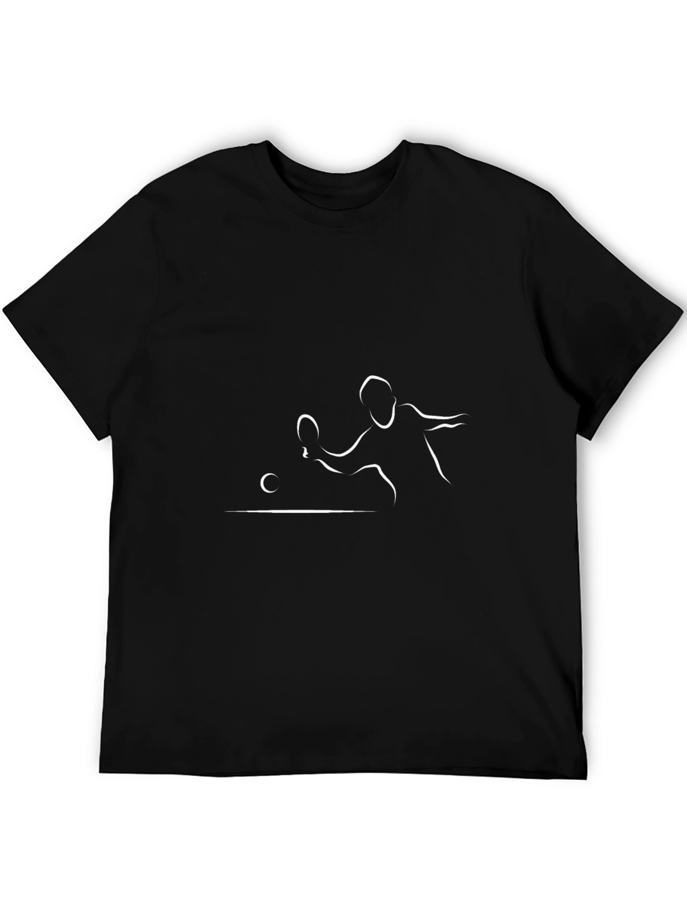 Minimalist Ping Pong Player Black T-Shirt