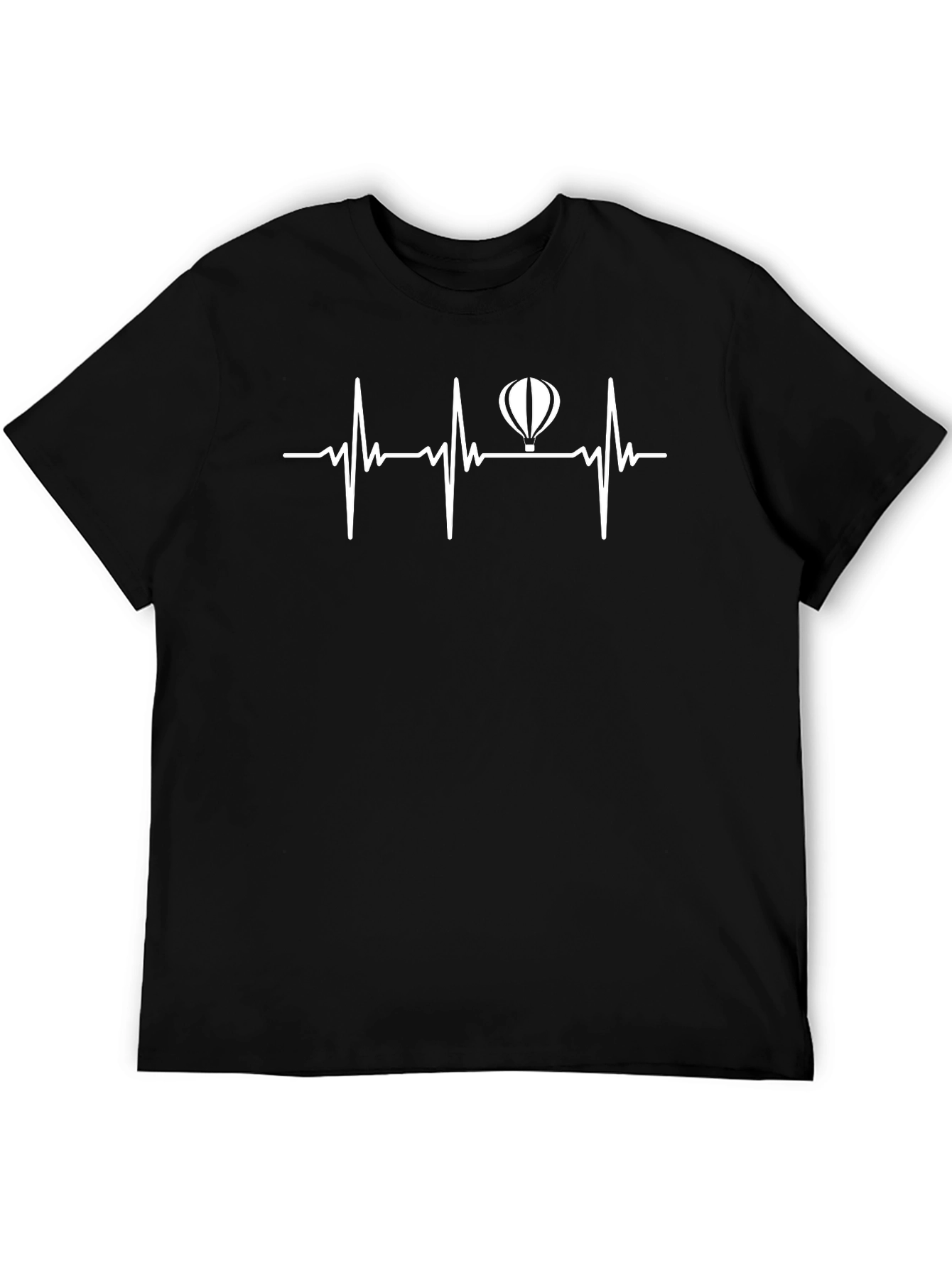 Hot Air Balloon Heartbeat T-Shirt - Black