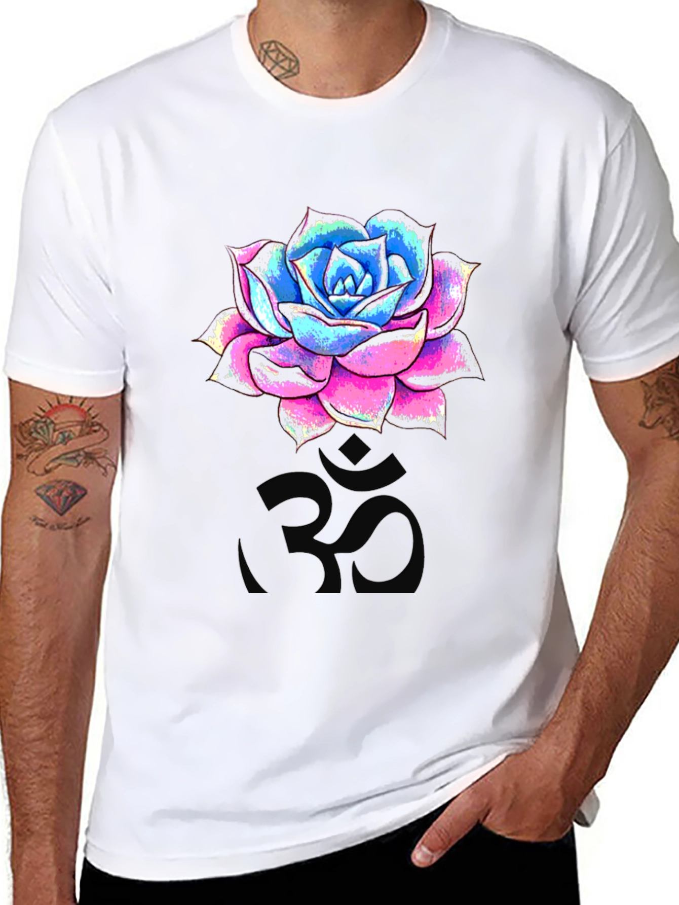 Floral Om T-Shirt - Mens Black Graphic Tee