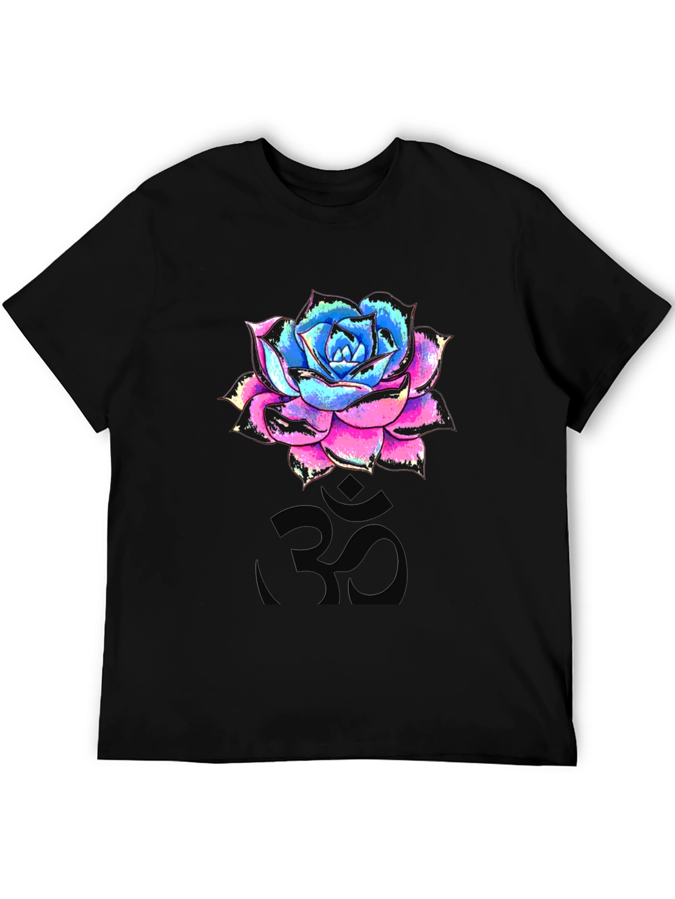 Floral Om T-Shirt - Mens Black Graphic Tee