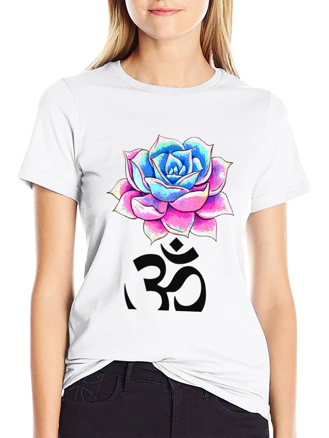 Floral Om T-Shirt - Mens Black Graphic Tee