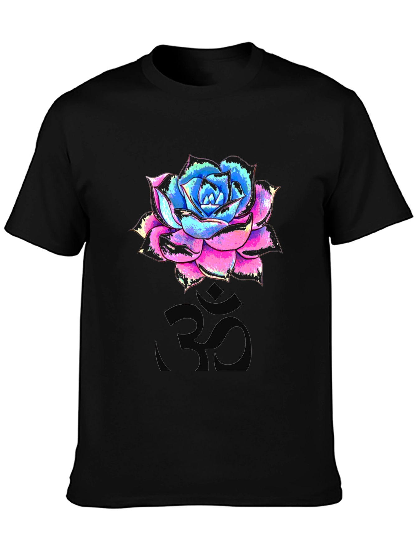 Floral Om T-Shirt - Mens Black Graphic Tee