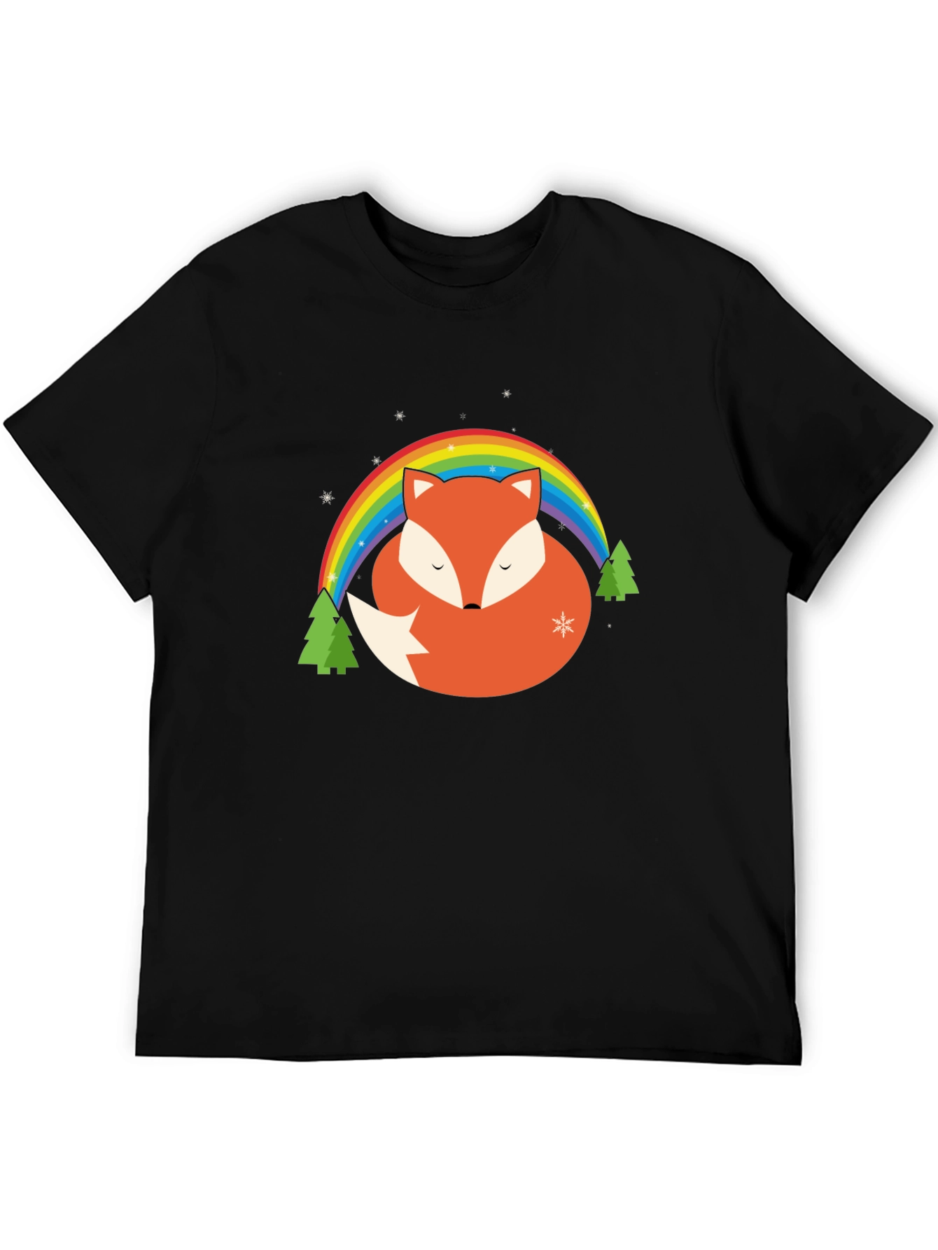 Fox Rainbow Graphic Tee - Black Cotton Blend Shirt